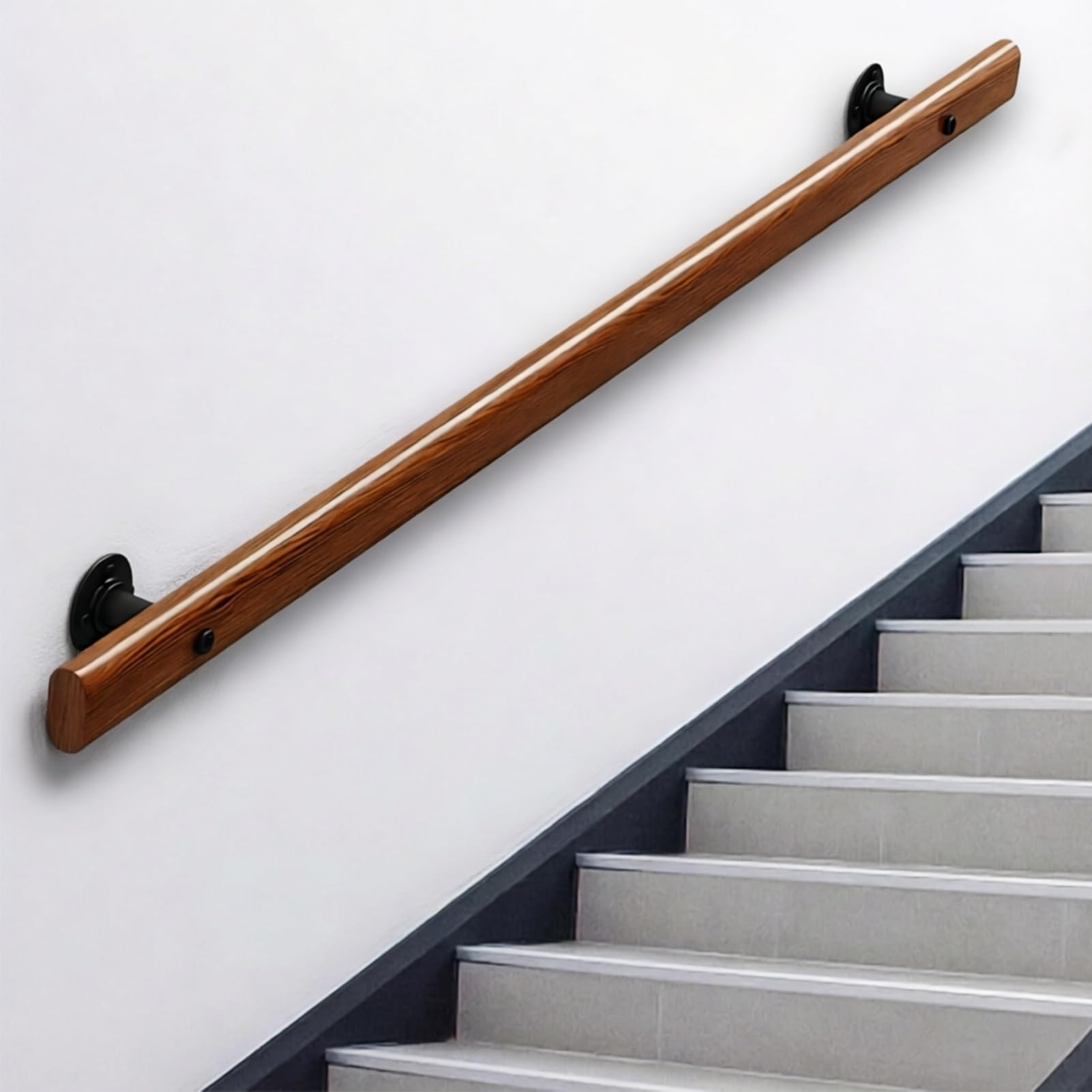 DMCHENGMA Wooden Staircase Banister, 60cm 1m 2.5m Sturdy Anti-Slip Hand Railing for Porch, Deck, Corridor & Basement(10ft/300cm)