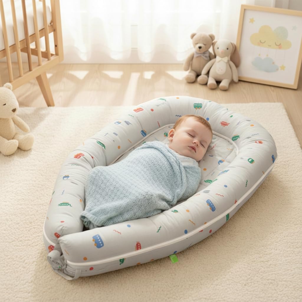R for Rabbit Snuggy Cuddles Baby Sleeping Bag, 100% Cotton Multifunctional Soft Breathable Travel Friendly Bedding Set (Roadster Grey)-image-9
