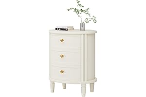 LITTLE TREE Off-White Nightstand with Ample Storage