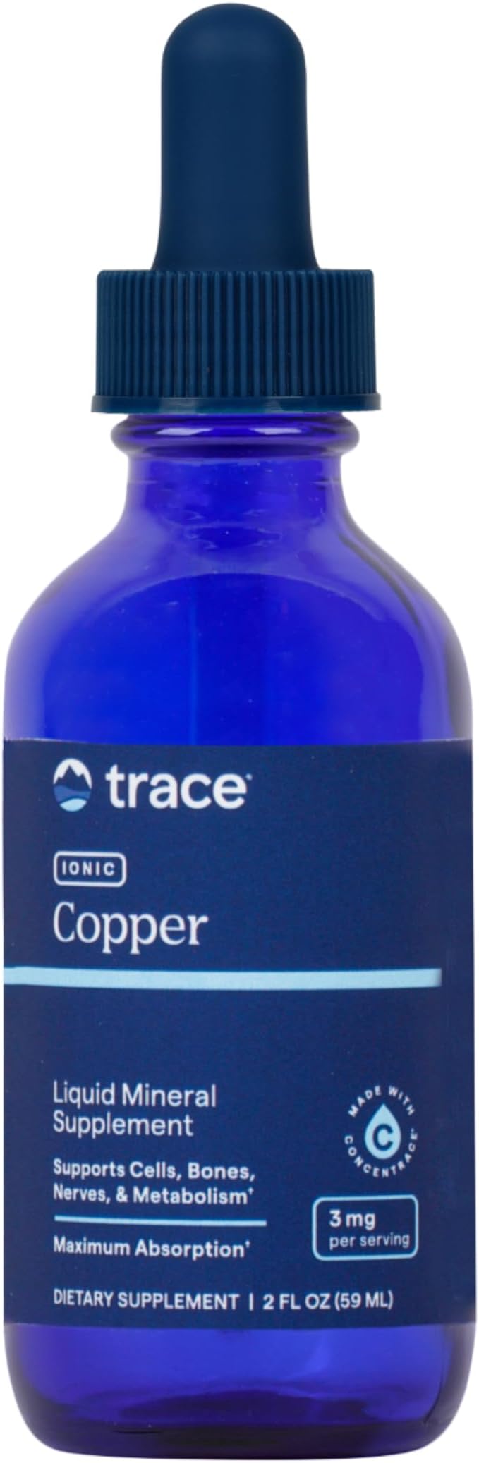 Ionic Copper - Liquid Copper Supplement for Blood Health - Supports Healthy Connective Tissue, Metabolism & Nerves - 2 fl oz (48 Servings)