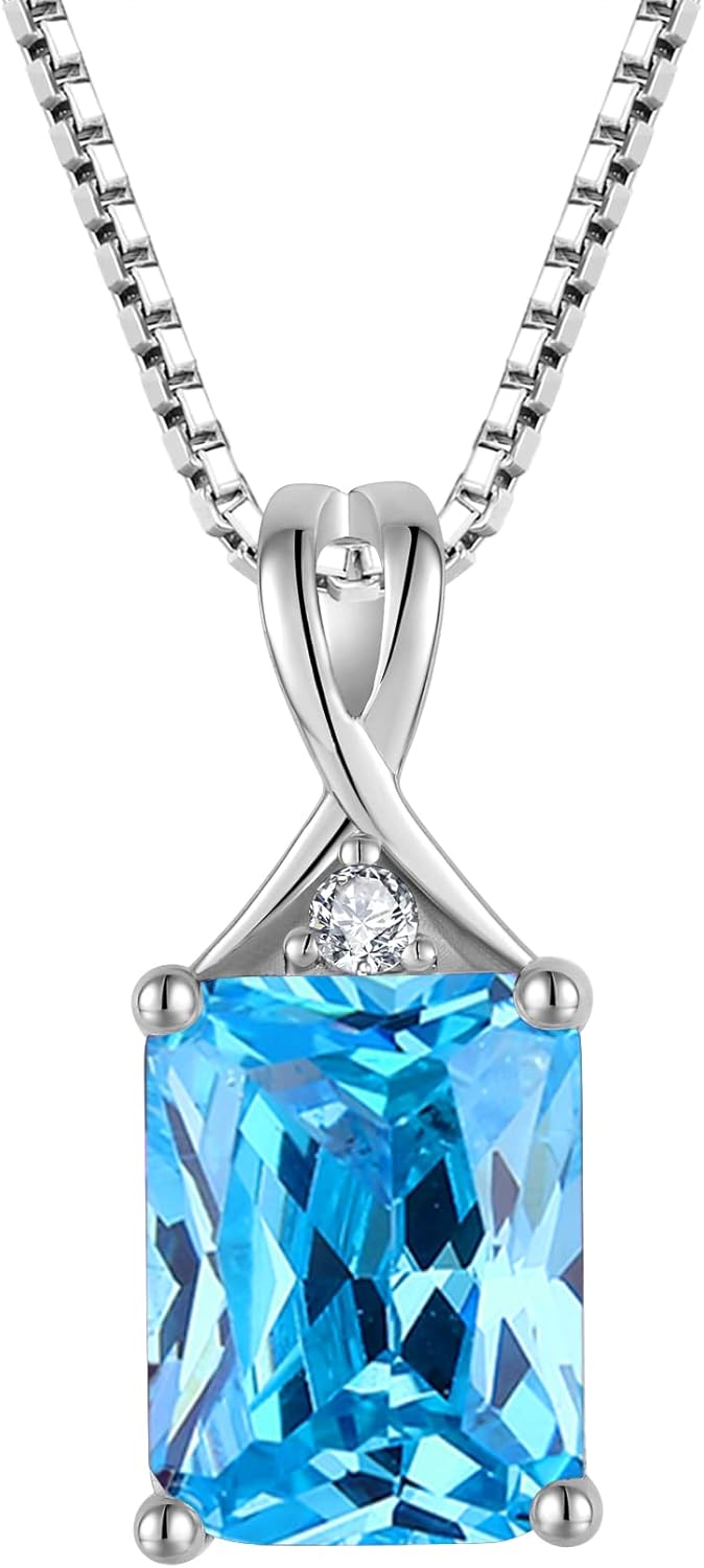 Fahonie 925 Sterling Silver Birthstone Necklace Jewelry Gift for Women Sister Wife Girlfriend Her