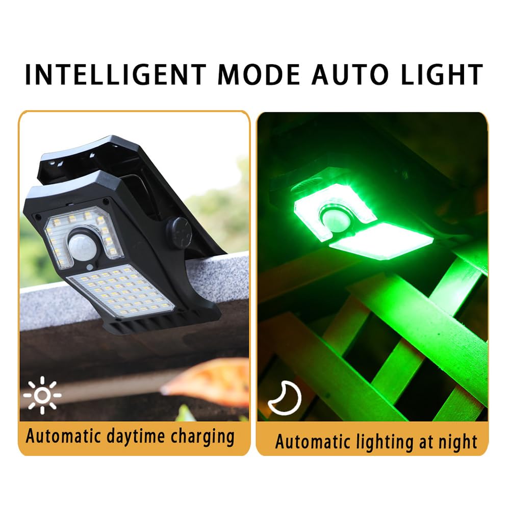 AoLa Solarlampen für Außen mit Bewegungsmelder, Neue 46 LED 4 Farben Clip-on Solarleuchten 3 Modi mit Fernbedienung IP65 wasserdichte Solar und USB angetriebene Solarlampe für Garten,4 Stück