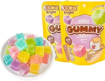 Edible Gems, Amber Sugar, Crispy on the outside, Soft on the inside, Gem Shape, Enjoy Various Fruit Flavors, Chewable Syrup, Jewelry, Sugar, Colorful, Candy, Fruit Juice Sugar 1.8 oz 50 g x 2 Bags