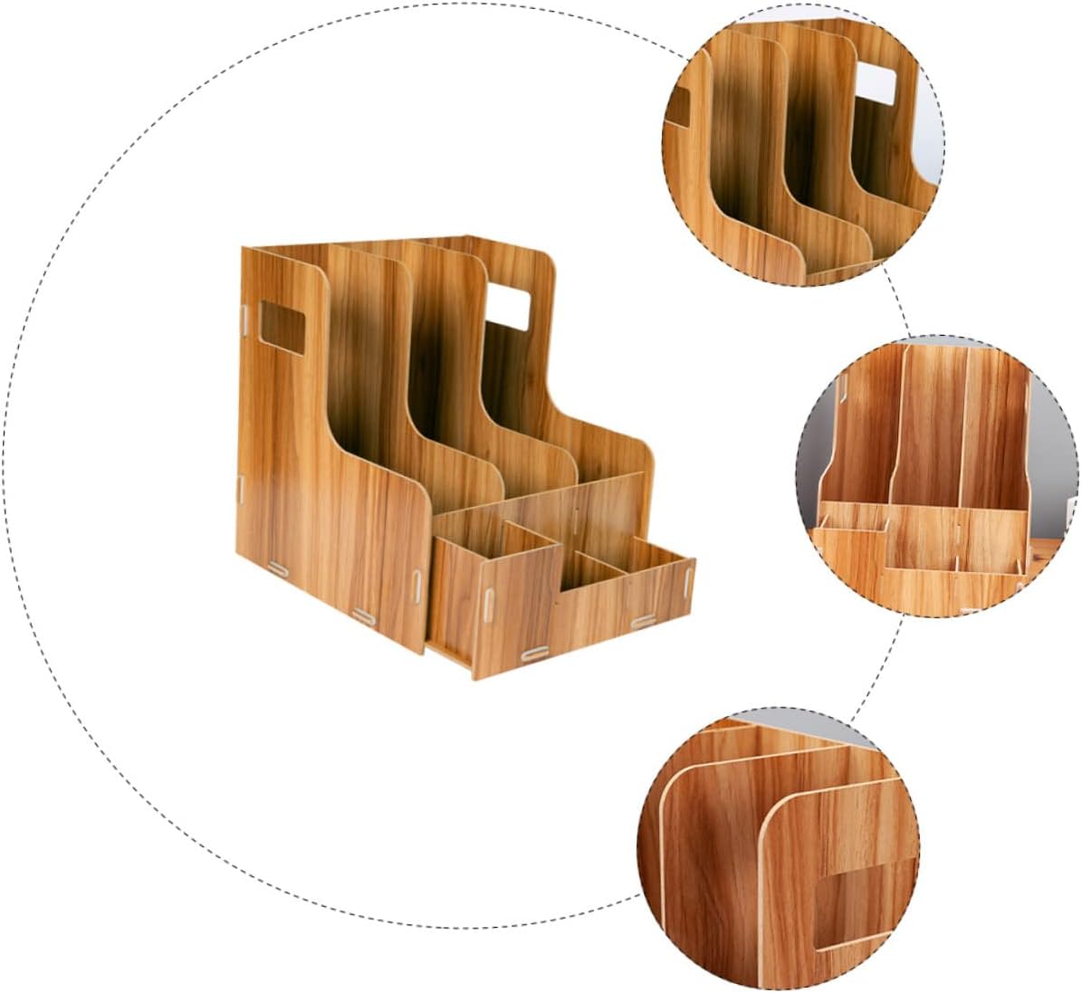 Multipurpose Desktop Storage Modern Design Organizer Wooden Book Rack File Storage Rack Office Supplies Holder