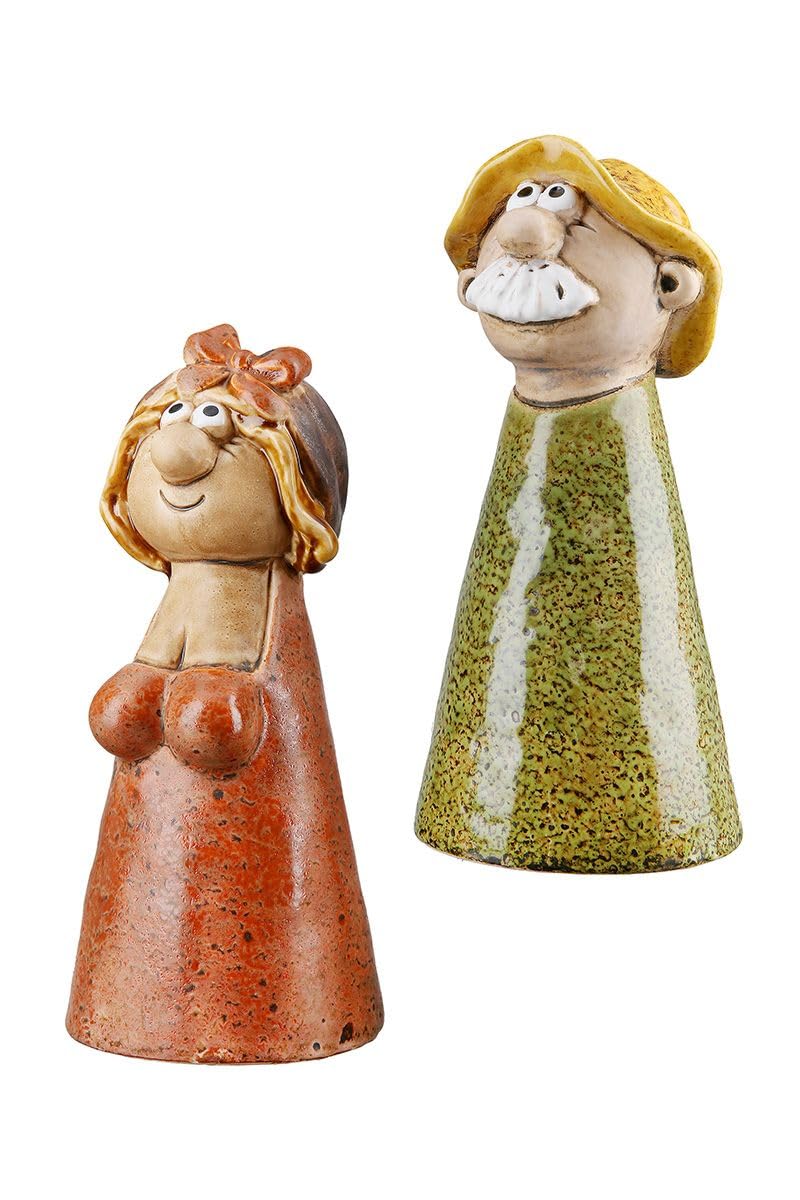 MF 2er Set Hans & Hilde Zaunhocker Set – Keramikfiguren für Gartenzaun
