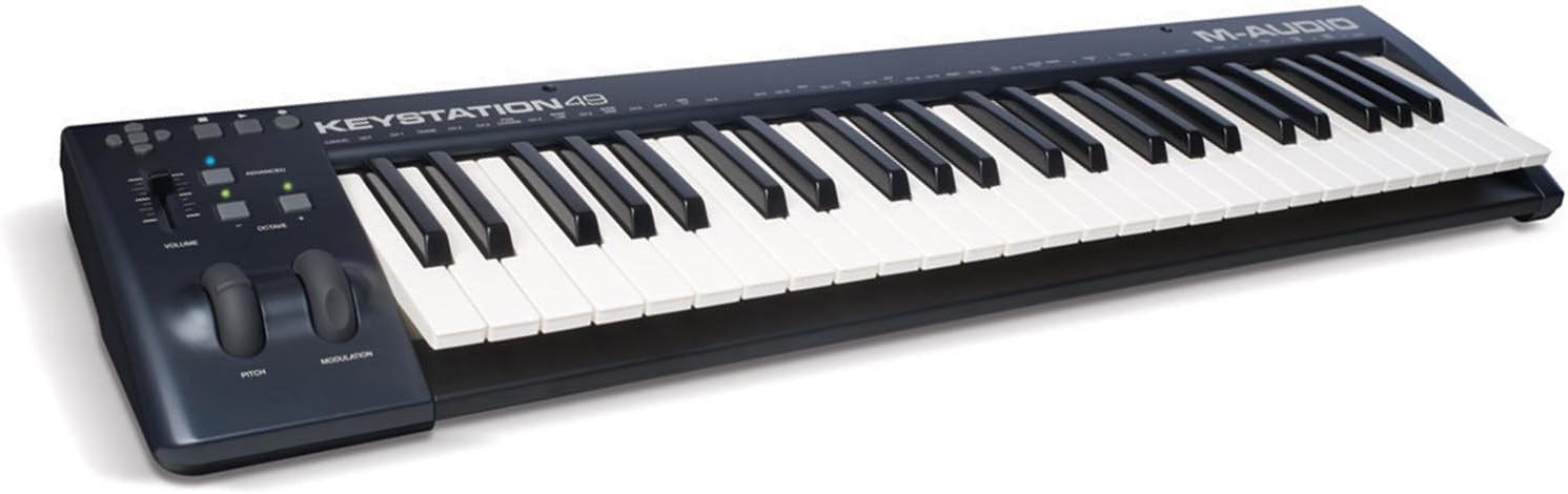 M-Audio Keystation 49 II, Portable 49-Key USB/MIDI Keyboard Controller with Synth-Action Velocity-Sensitive Keys and Studio Software from Sonivox (Eighty-Eight Ensemble) for Mac and PC