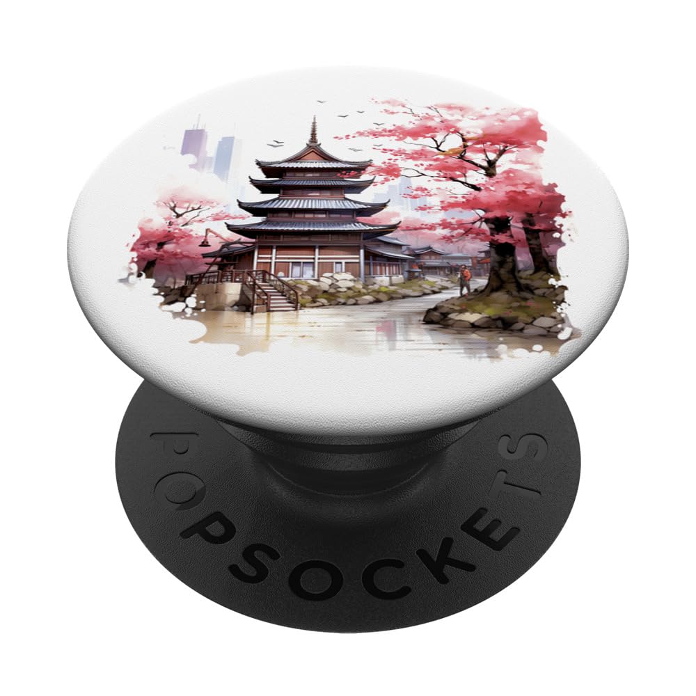 Petal Poetry Unfolds Sakuras Urban Ballet PopSockets Swappable PopGrip, Black