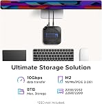 UGREEN Mac mini M4 Dock & Tenez-vous avec NVMe SSD Fente de fermeture, station d'arrimage avec 3*USB A 3.2, 2*USB A 3.0, 2*USB C 3.2 10Gbps, SD/TF 170MB/s, USB C Hub Compatible avec Mac mini M4 Pro
