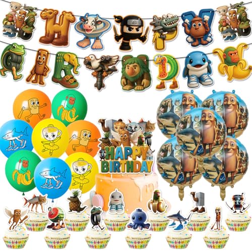 Festa di Compleanno Italian brain , 35 pcs Palloncini Compleanno per Bambini, cartone animato Decorazioni di Feste- Bandiere, Palloncini, Decorazioni per Torte, Cupcake Topper