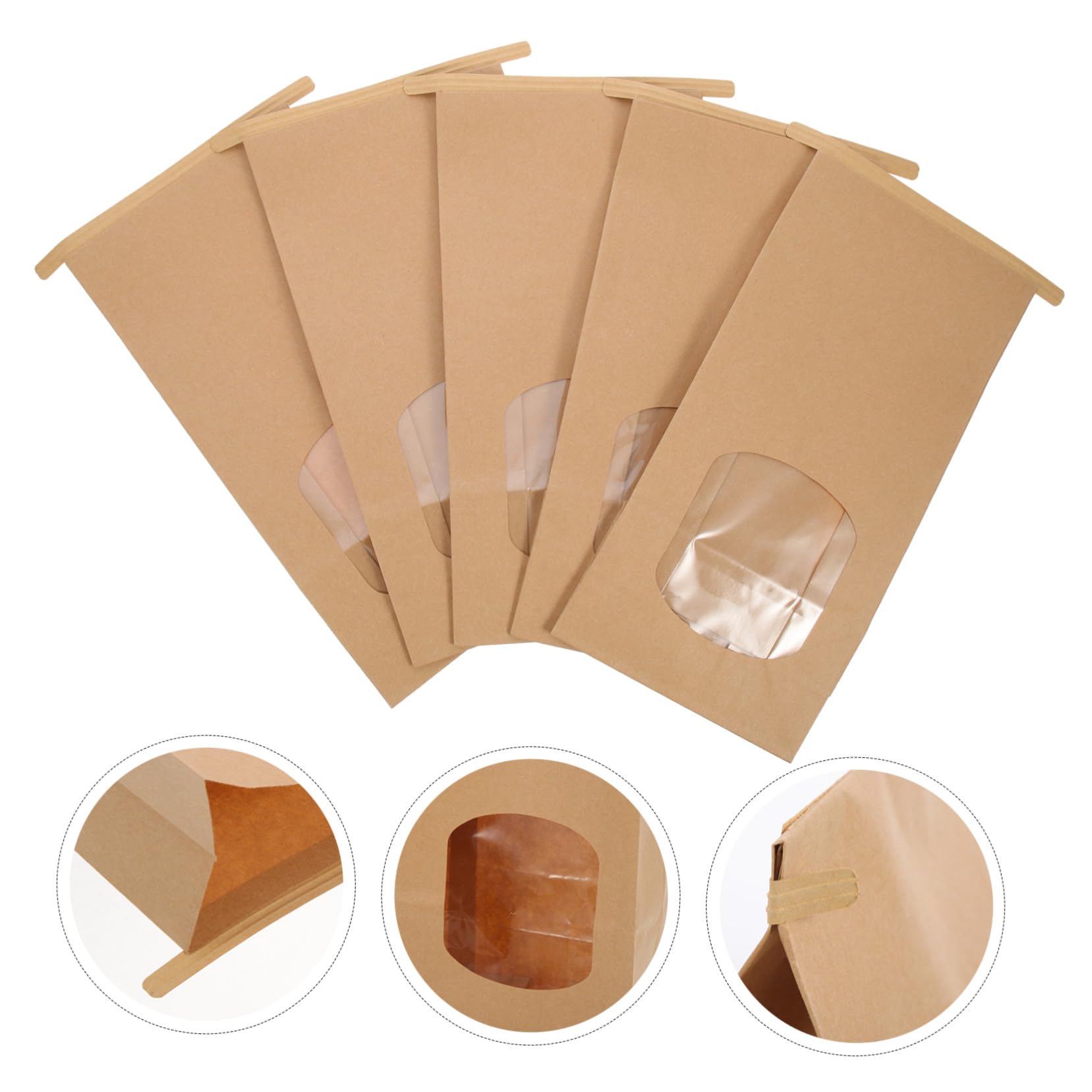 100 pièces Sachets Kraft avec Fenêtre pour Cookies Snacks Boulangerie Sacs Anti-huile avec Fermeture Métallique pour Fêtes et Stockage