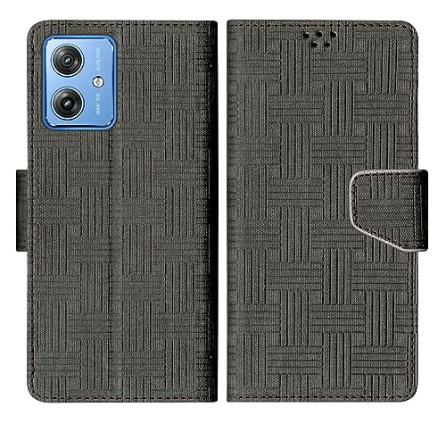 Image of SBMS Flip Cover for Motorola Moto G64 5G / G54 5G Back Cover Case with Magnatic Closure | Inbuilt Stand | Card & Money Pocket (Mat Black)