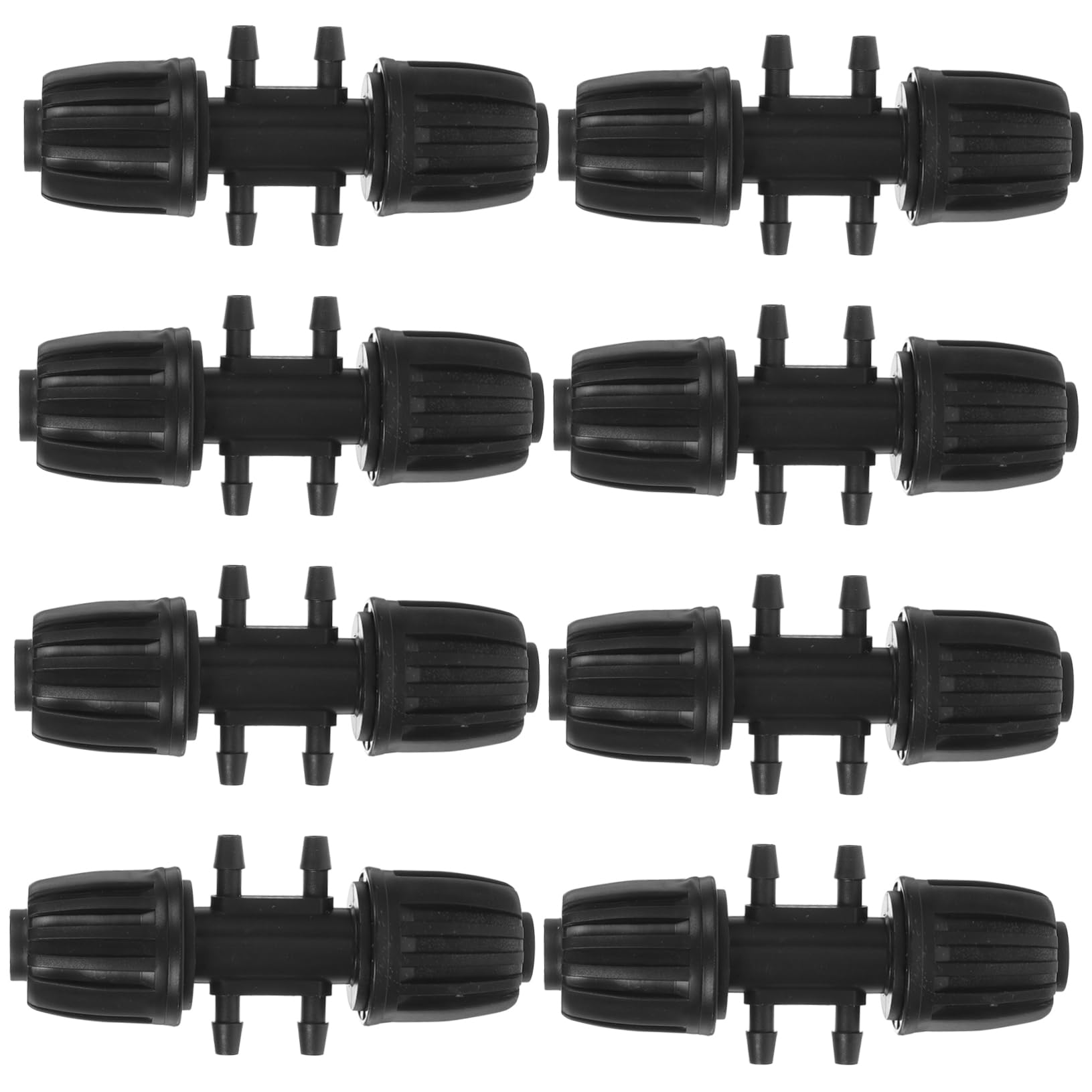 OFFSCH 8pcs Irrigation Connector Kit Tubing Irrigation Tools Drip Irrigation System Systems Hose Coupler Connectors Plant Watering Devices Connector Garden Tube Connection Lawn Pp Black