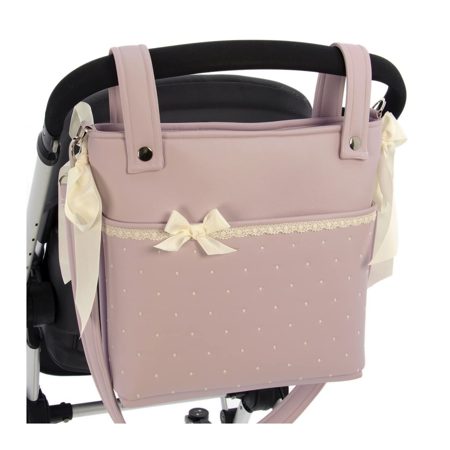 ROSY FUENTES Bolso para Silla de Paseo - Talega para Silla de Paseo Incluye Asa Larga para el Hombro y Bolsillos Interiores - Limpieza Sencilla -Rosa Palo