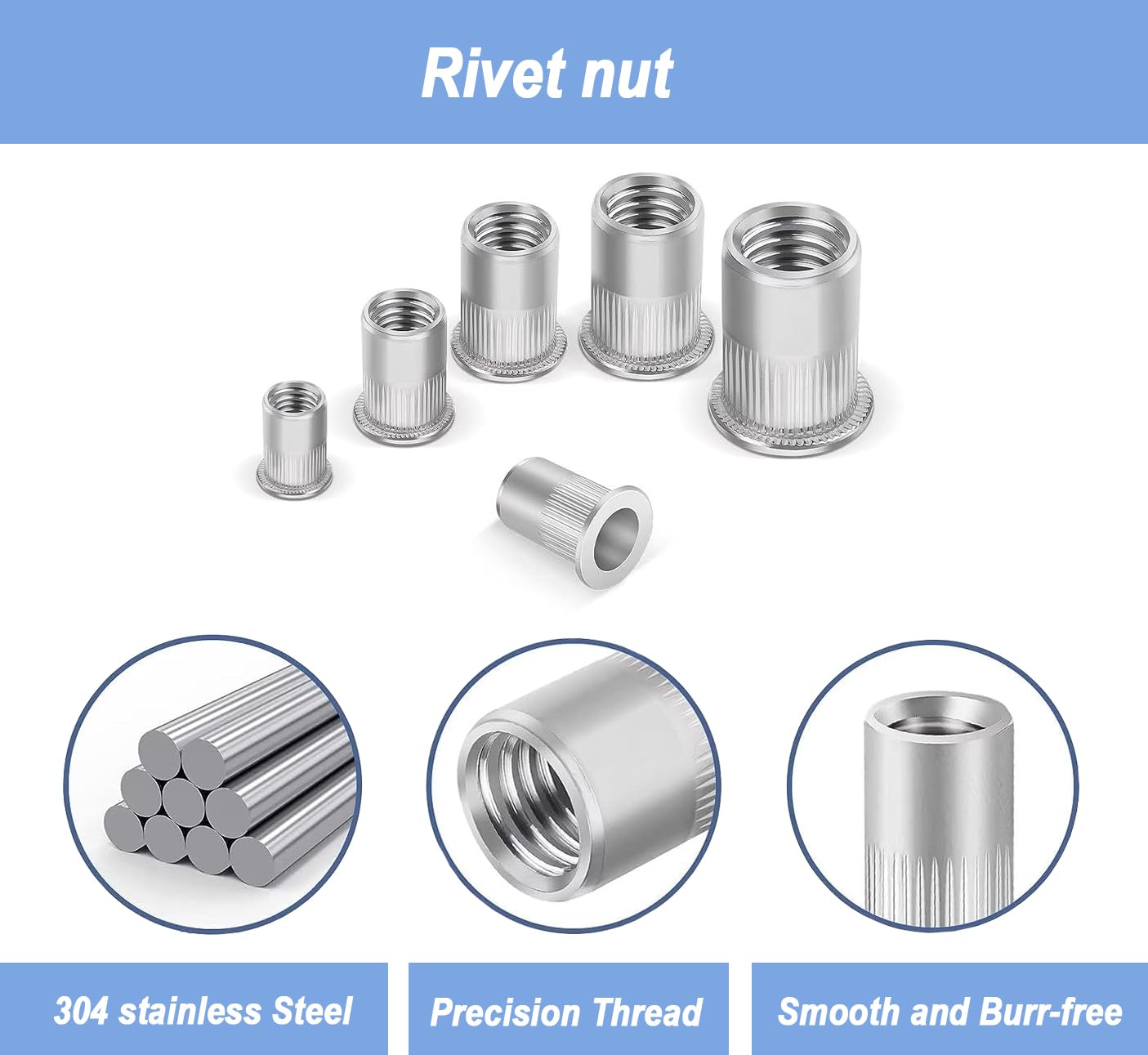 Dadi Rivetti M5 In Acciaio Inox - Confezione Da 150 Pezzi Per Fissaggi - Foto 2