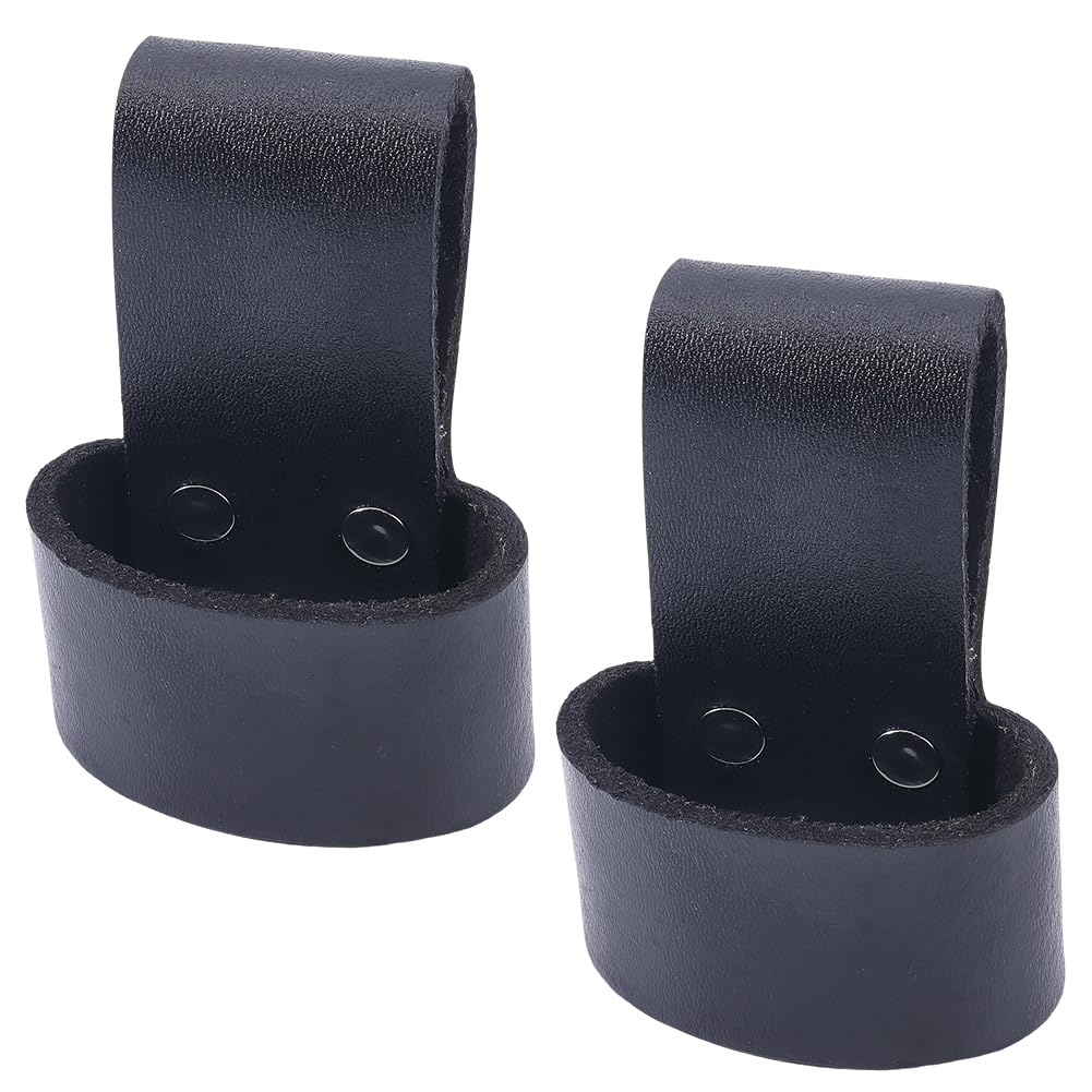 CALFOVERA 2Pcs Cowhide Black Leather Axe Holster Holder Viking Iron Snap in Hold Hatchet Sheath Axe Carrier Belt Loop Small Firefighters Hammers Sleeve Holders for Multi Tools Belts Supplies