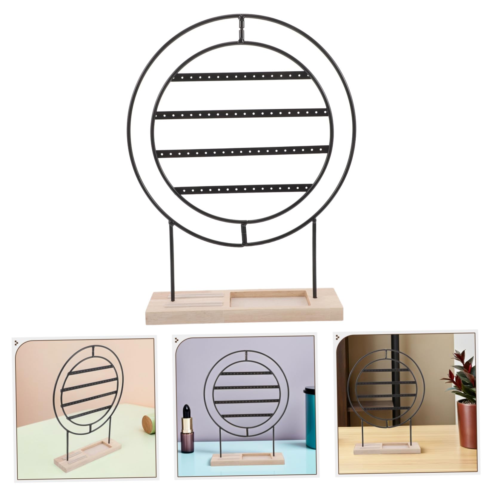 BESTYASH Espositore Orecchini Rotante in Metallo con Base Solida Organizer Gioielli Versatile per Boutique e Casa Stand Portaorecchini con Separati e Struttura Salvaspazio Multistrato