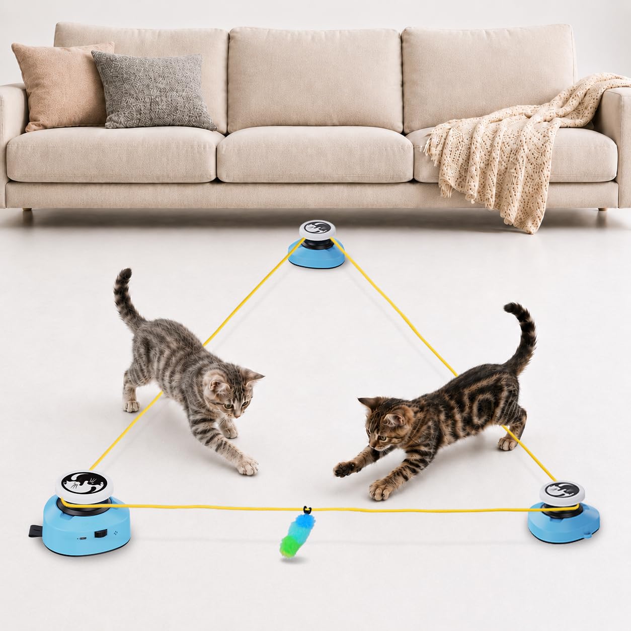 ITSHINY Jouet électrique pour chat, jouet interactif pour chat avec chemins de course réglables, modes automatique/manuel, rechargeable, pour jouer actif, santé