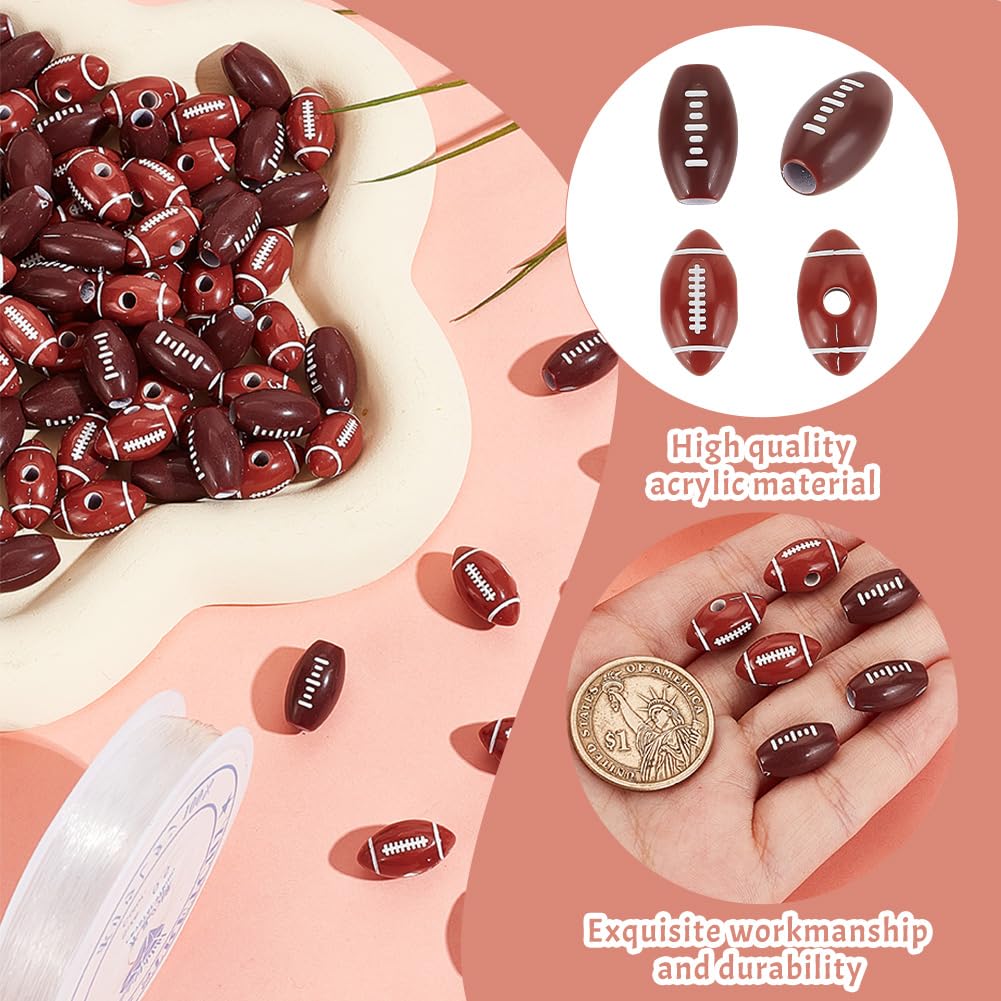HOBBIESAY 200Pcs 2 Colors Football Beads 15mm Acrylic Sports Beads with Big Hole Connector Beads for DIY Bracelets Earring Necklace Jewelry Making,Hole:3-4mm - Image 3