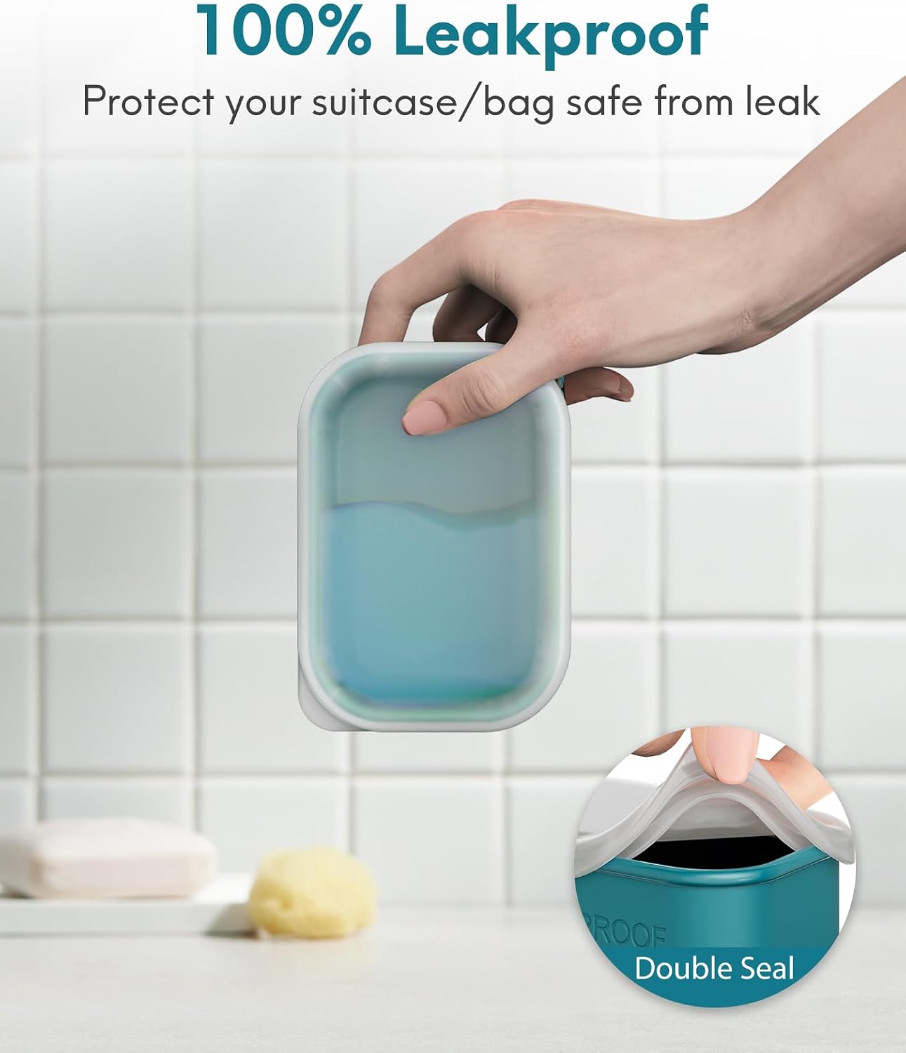 Quatish Large Leakproof Travel Soap Case, Bar Soap Holder Travel, Bluegreen image 3