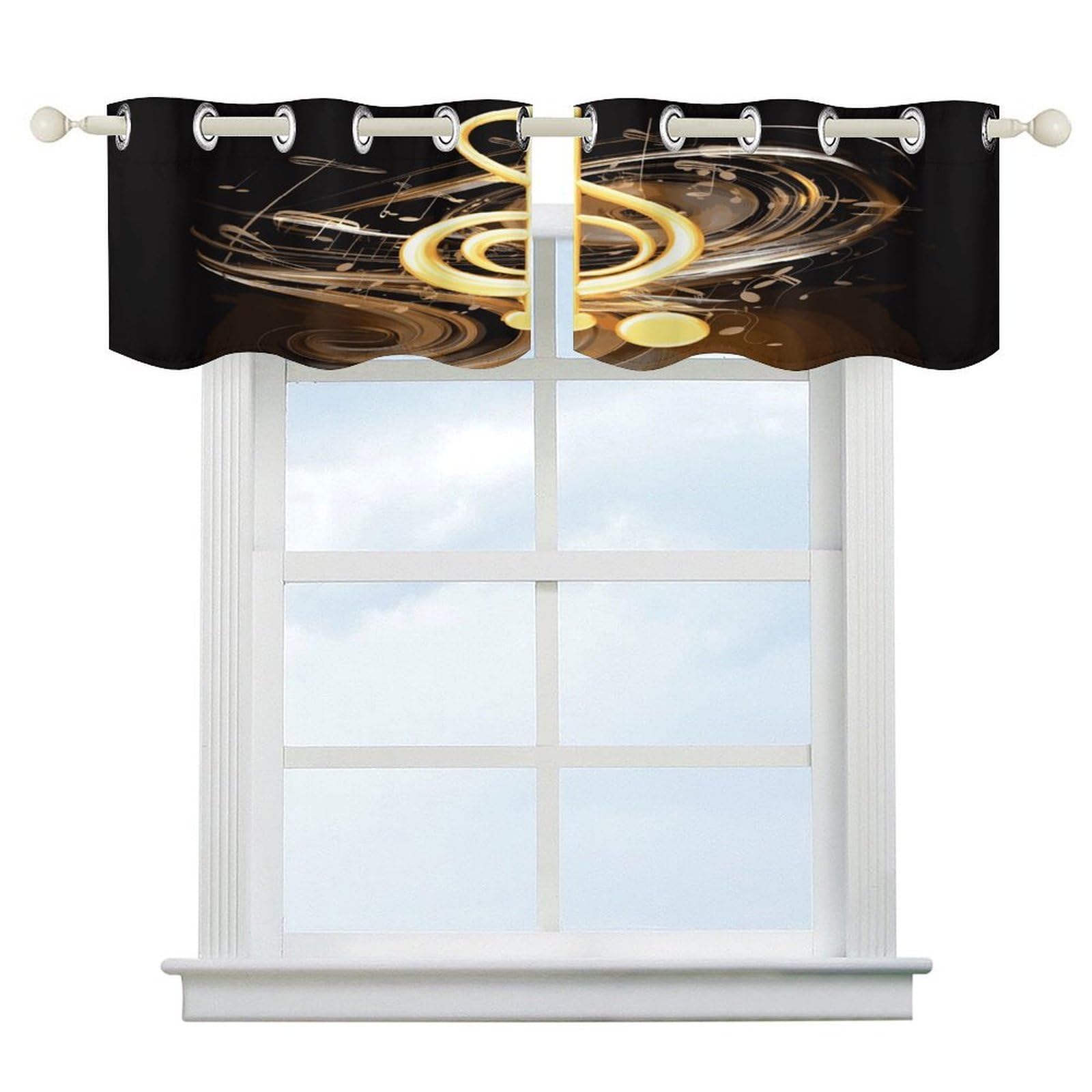Fekiloot Style Music Note Short Curtains Valance Curtain