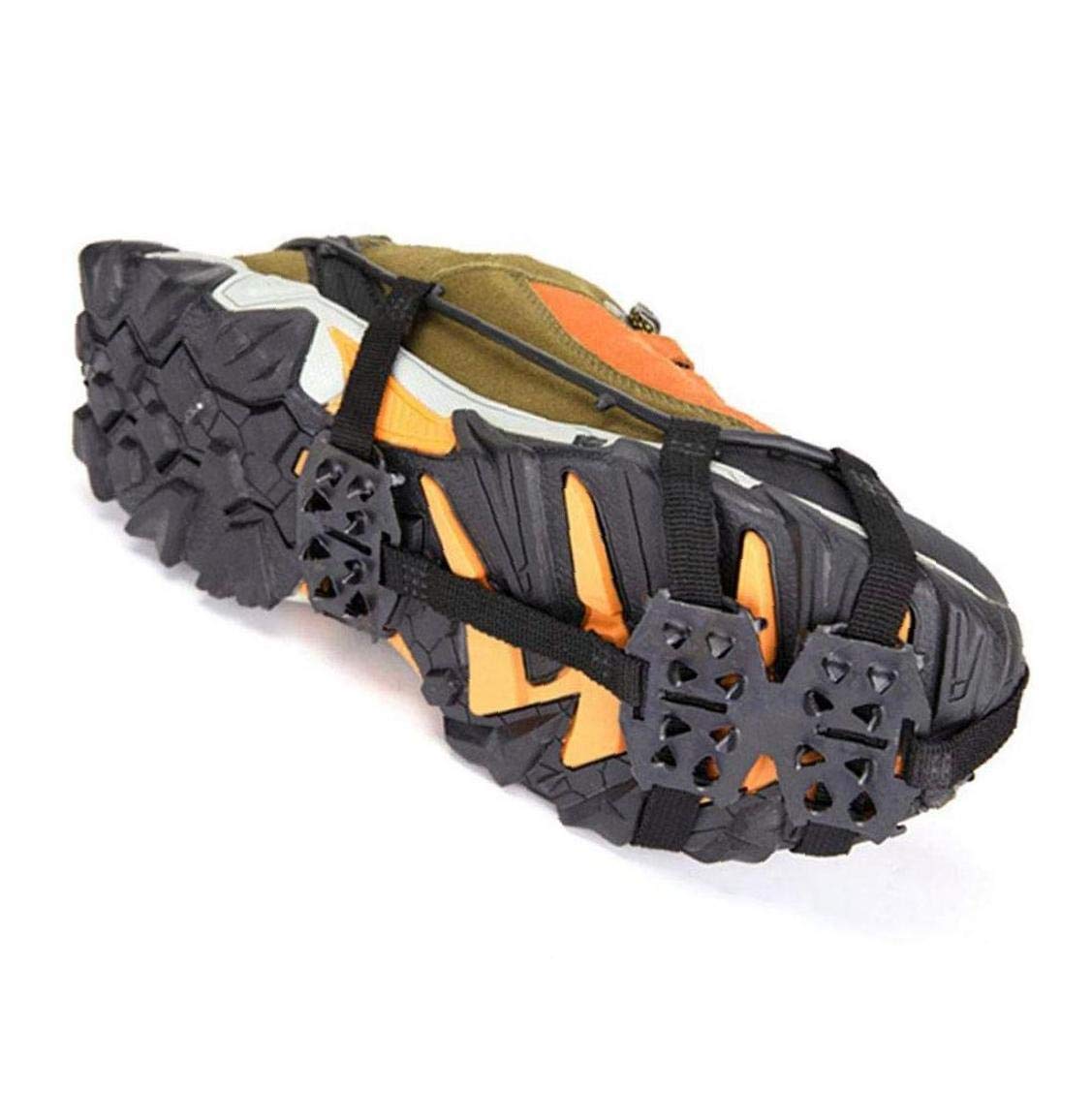Crampons de Botte de Chaussure Crampons de Traction de Neige Chaussure Crampons antidérapants de Neige 24 Dents Couvre-Chaussures Noir 1 Paire Taille M
