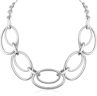 Gold Chunky Necklace for Women: Double Oval Link Statement Choker Necklace