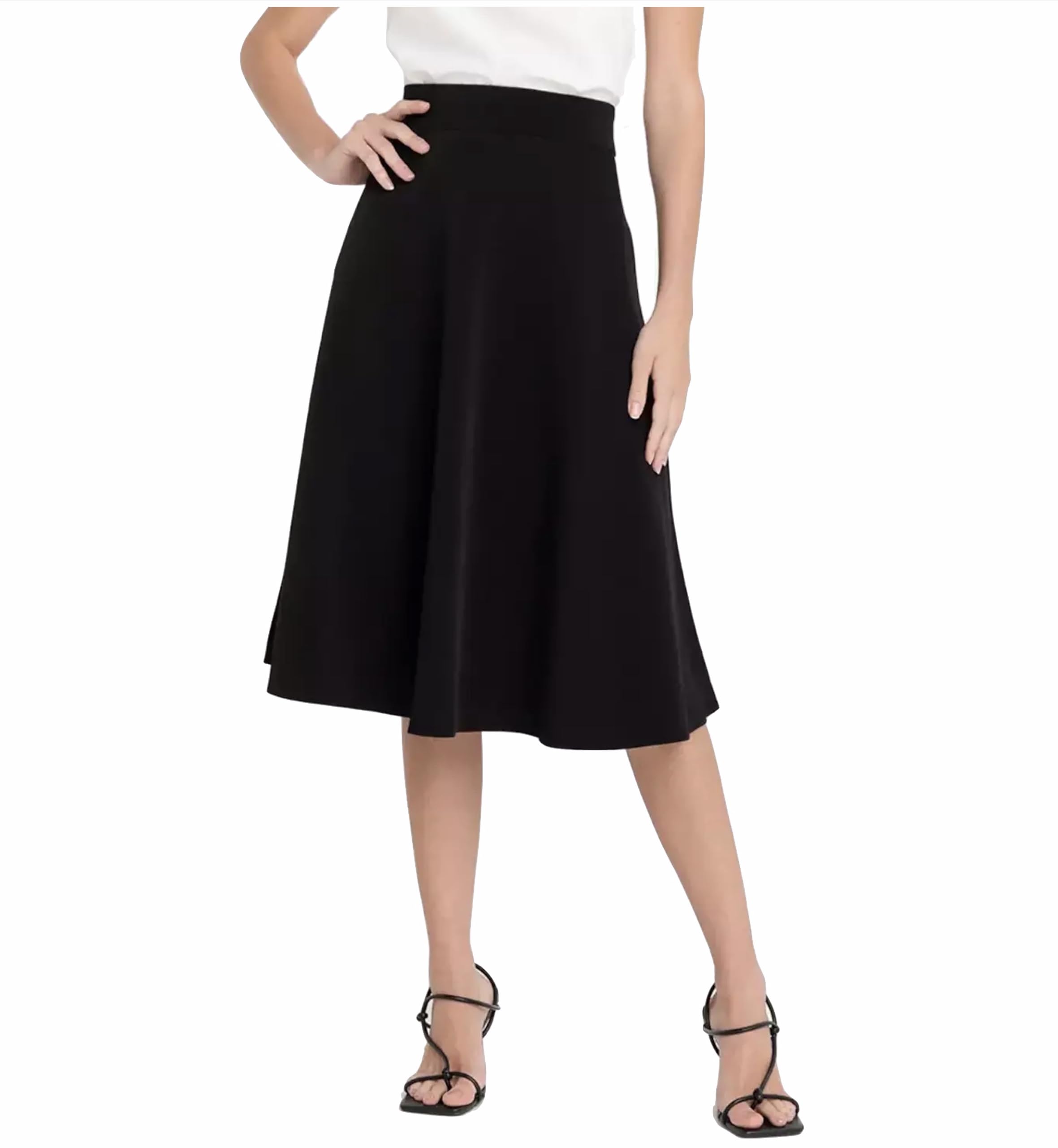 C K CrisKat Falda Elegante Cintura Elástica Falda Color Sólido Cintura Alta Midi Falda para Mujer Linea A
