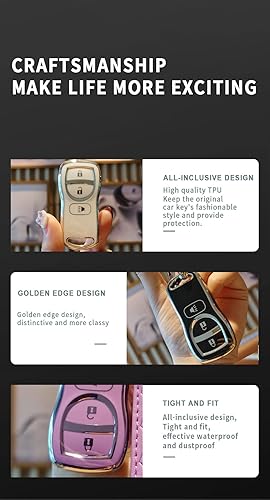 Miniatura 7 de ontto Carcasa para llave de control remoto inteligente de 3 botones para Nissan 2002-2006, bolsa para llavero de TPU Dudable antiarañazos para