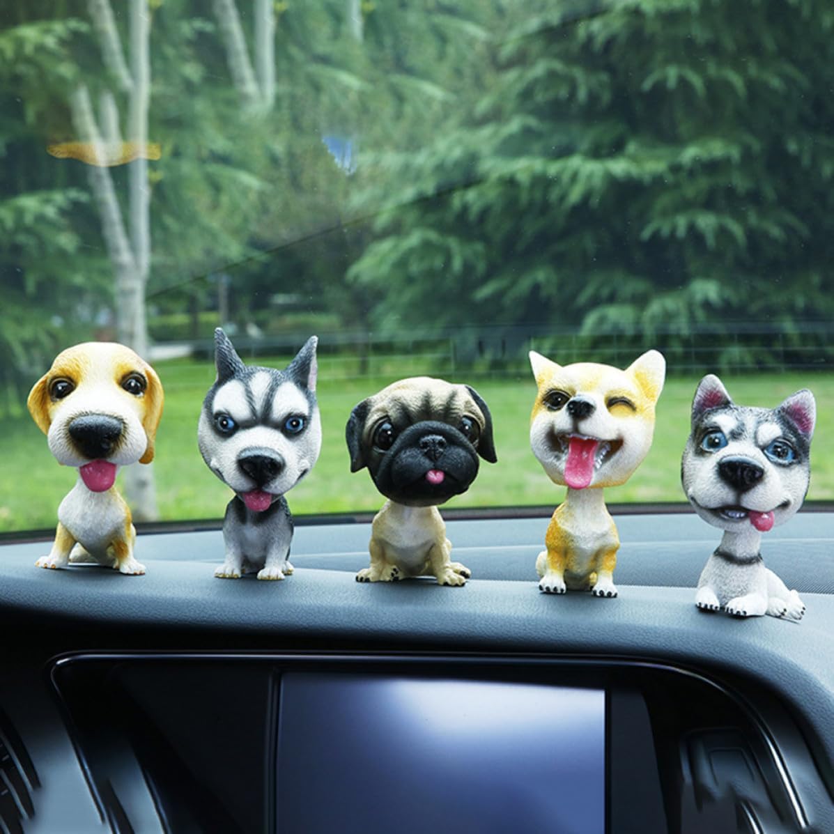 Cabilock Gray Sitting Northern Dog Bobblehead for Car Dashboard Decor image 5
