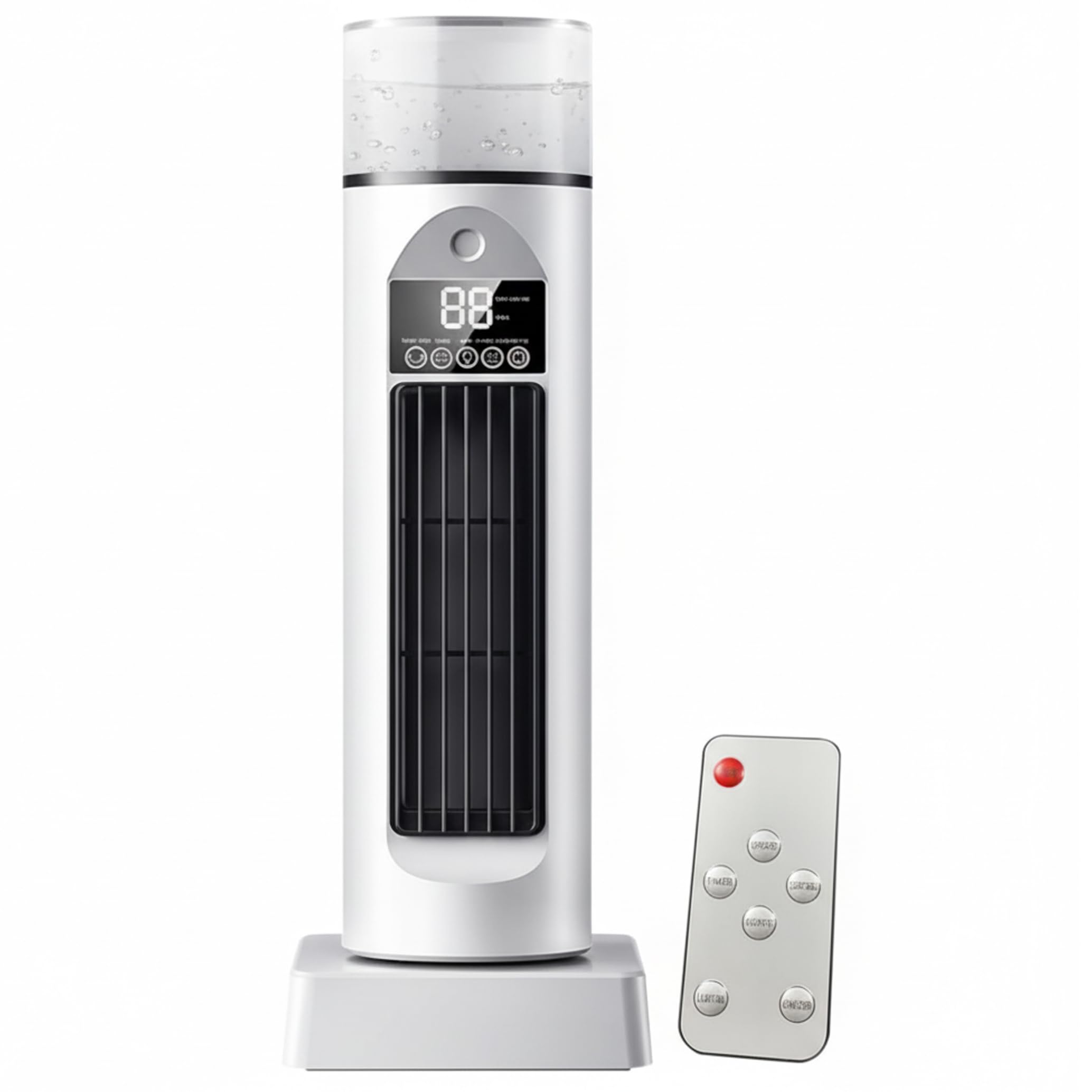 Goutdori Bladeless Oscillating Tower Fan, Portable Air Conditioning Fan with Mist Function USB Desktop Cooler Remote Control White