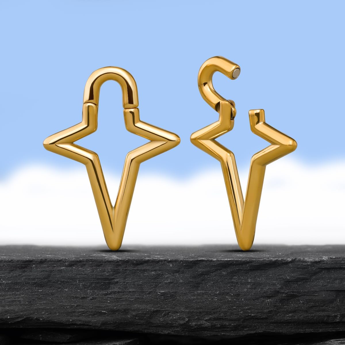 PONWAG 1 Pair 4g Ear Weights For Stretched Ears Lightweight Ear Hanger Plug Gauge Stainless Steel 5mm Ear Tunnels Expander Body Piercing Jewelry