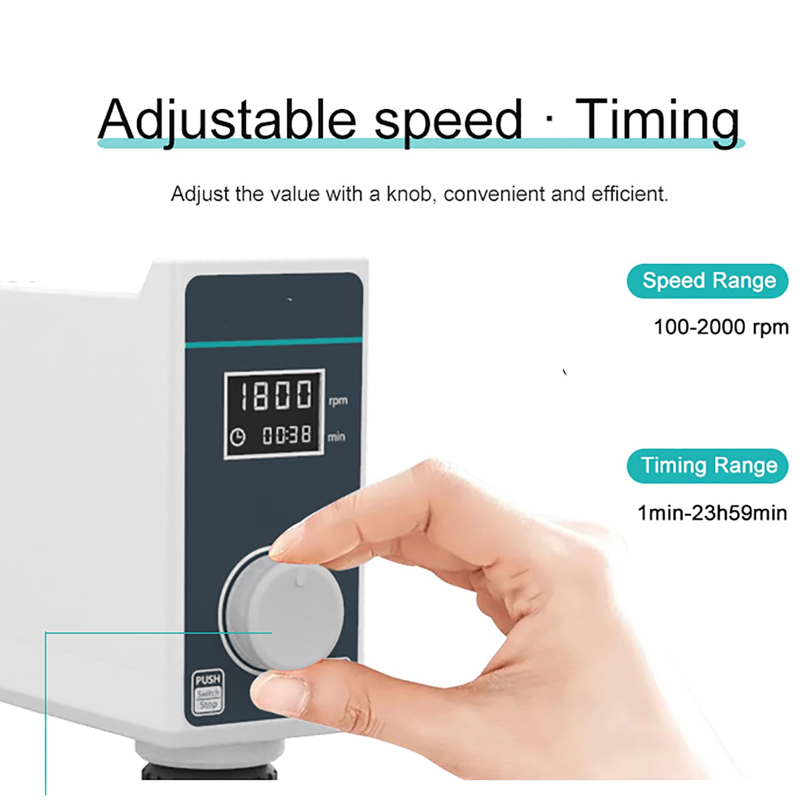 Agitador eléctrico, agitador superior de 10 litros con pantalla LED, alto par, regulación de velocidad de 100-2000 RPM para aplicaciones químicas, médicas y ambientales