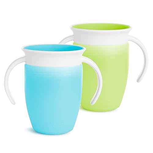Miniatura 2 de Munchkin Sippy Cup for 6 Month Old and Up, Spill Proof Miracle 360 Toddler Cups with Transition Handles and Lids, 7 Ounce, 6 Pack, Blue/Green
