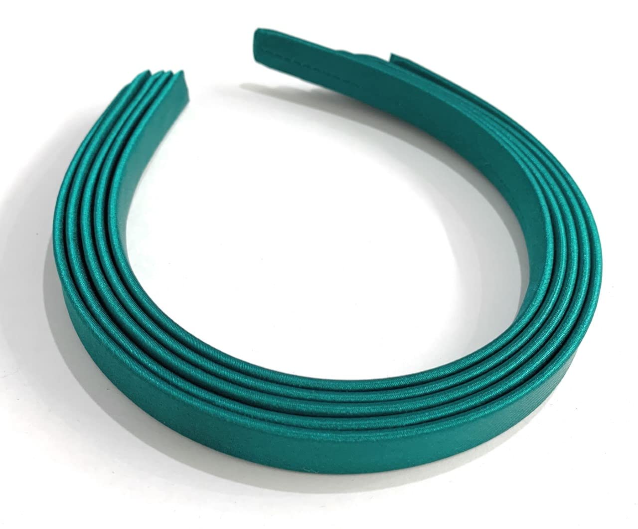 5 x 15mm Thick Plain Satin Headbands Pack School Girls Alice Hair Band DIY Headband Set UK (Emerald Green)