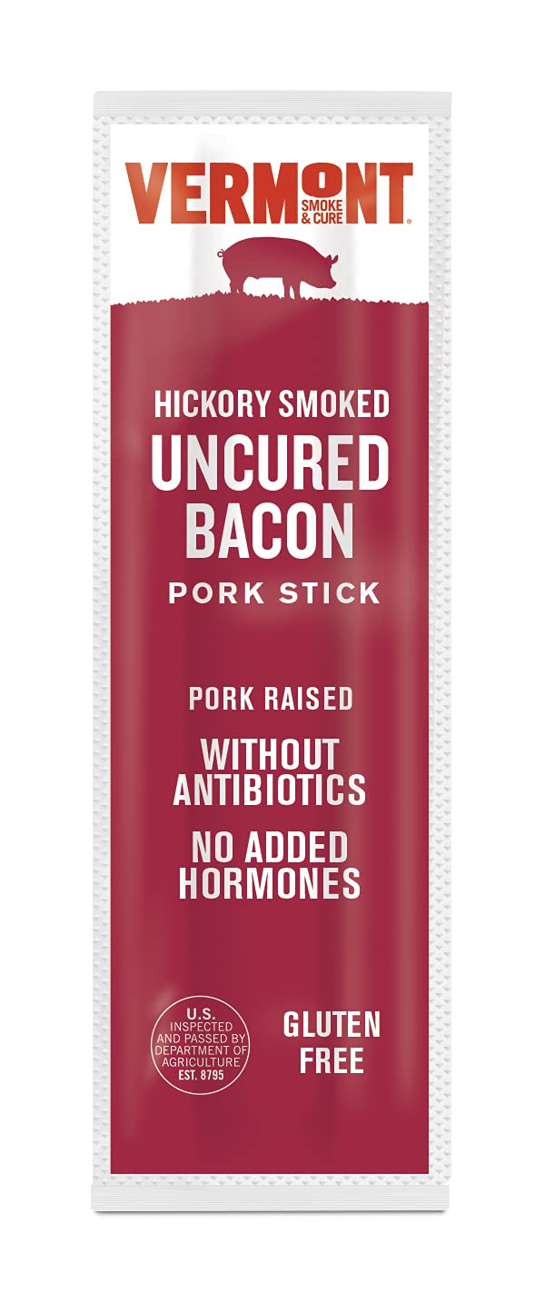 Snack Sticks by Vermont Smoke & Cure – Hickory Smoked – Uncured Bacon Pork – Gluten-Free – Healthy Meat Protein - .5 ounce – 3oz Pouch