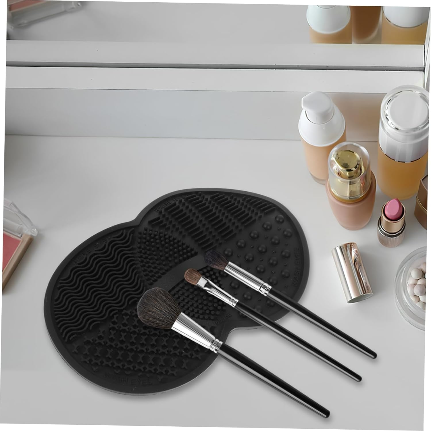WOONEKY Makeup Brush Cleaner Mat Makeup Tools Cleaning Pad Brush Cleaning Pad for Women
