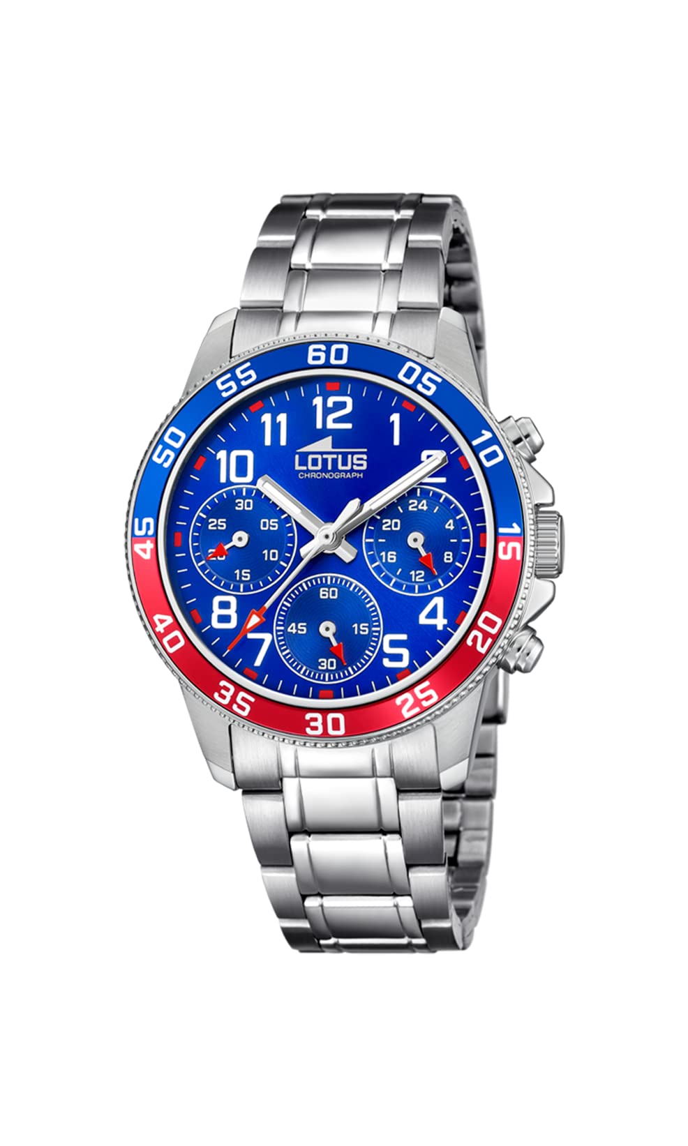 LOTUS Montre Enfant Analogique Acier Inoxydable 316L Argenté - Quartz Chronographe - Verre Minéral Résistant - Étanche 5 ATM 18580/4 - Junior Collection