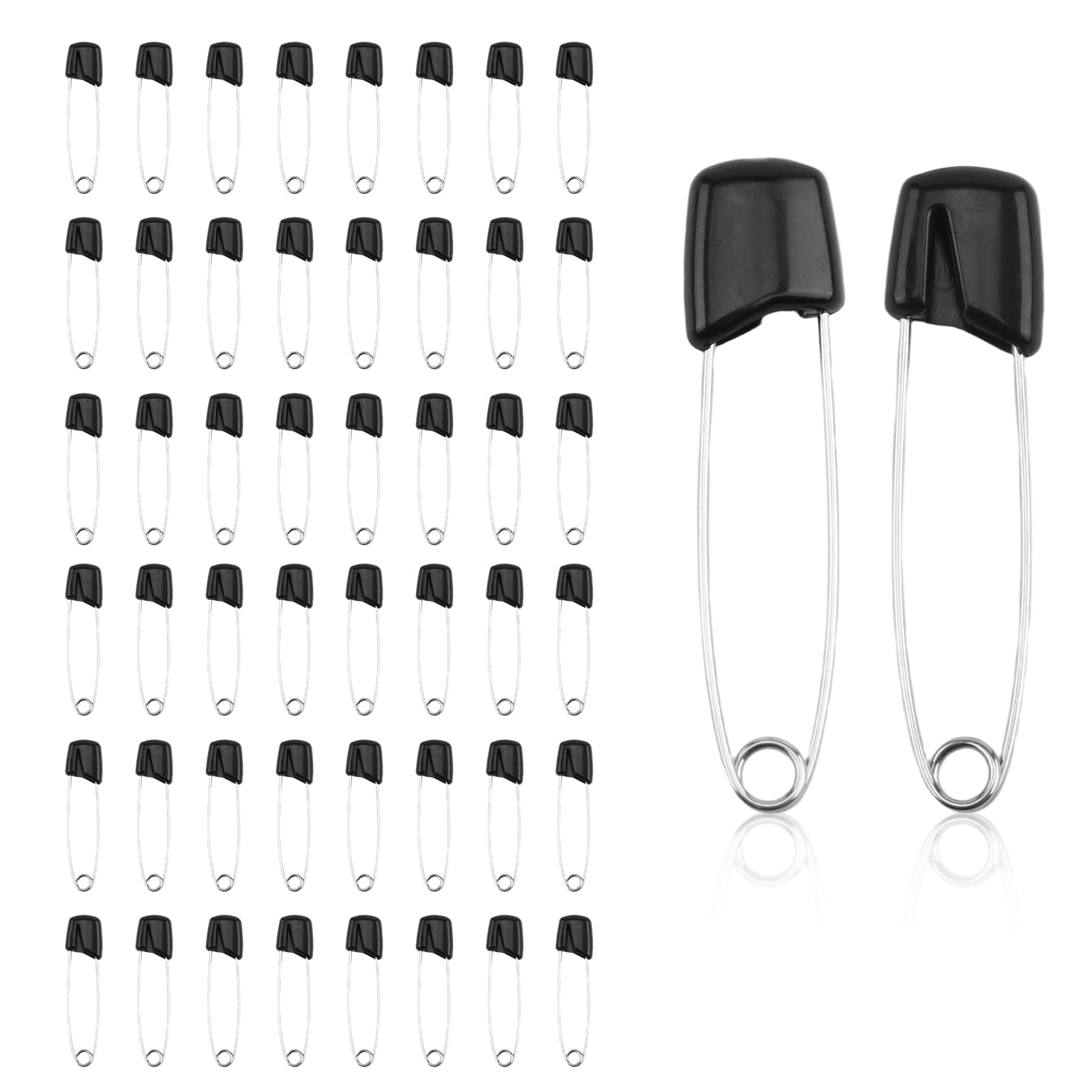 50 stuks extra grote babyveiligheidsspelden groot 55 mm, veiligheidsspelden met sluiting, veiligheidsspeld van roestvrij staal met kunststof sluiting, veiligheidspinnen voor luiers, kleding, rokken