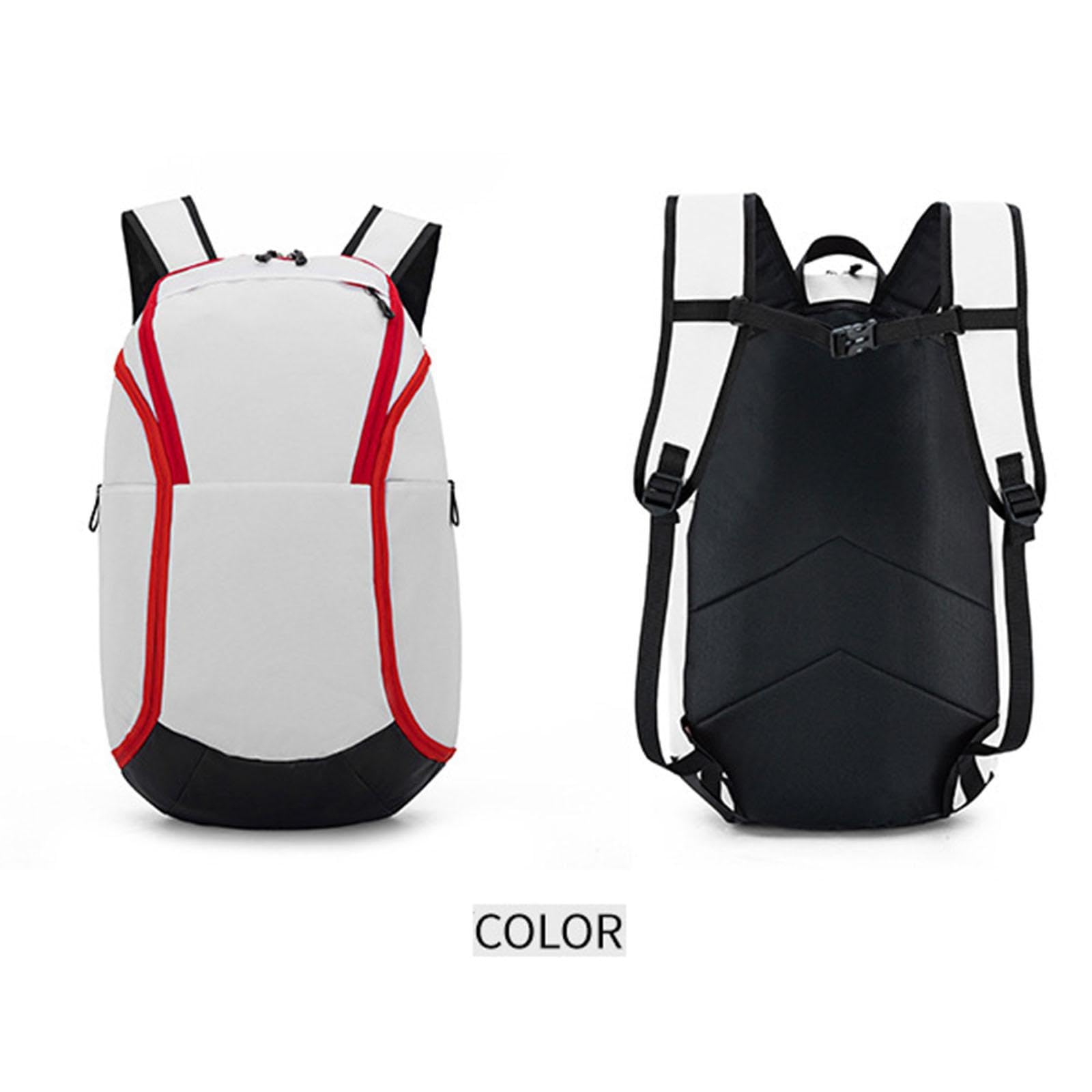 DYNWAVE Basketball Backpack Football Equipment Storage Bag Multifunctional Swim Bag with Ball Rack for Soccer Ball, Gym, White Red