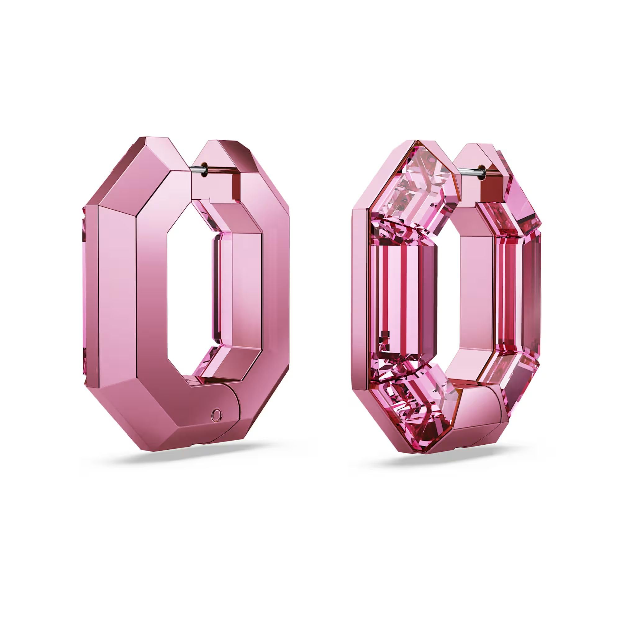 Swarovski Orecchini a cerchio Lucent, Forma ottagonale, Piccoli, Rosa