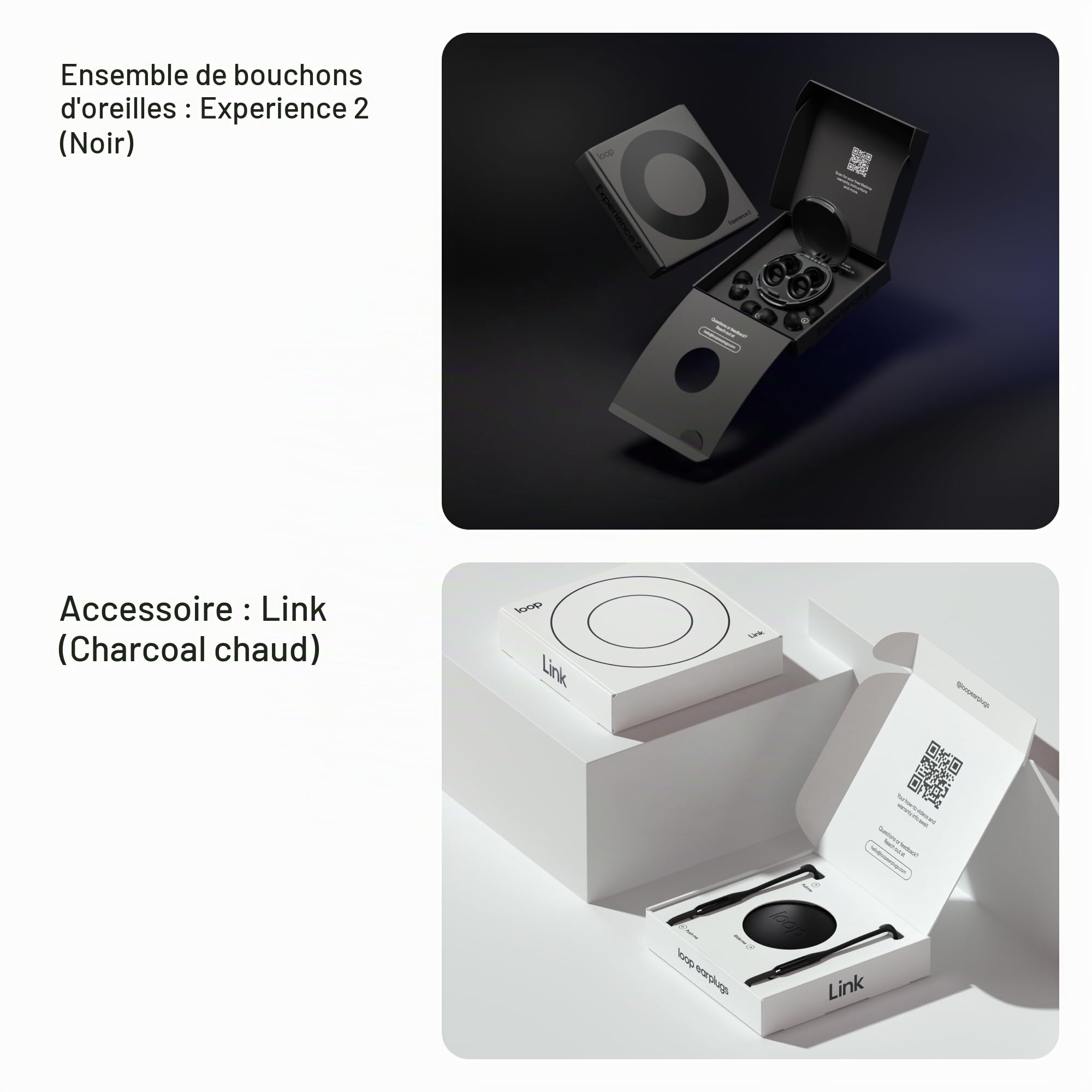Loop Earplugs, coffret Experience Link – Experience 2 + Link | Bouchons d’oreille réutilisables pour la sensibilité au bruit, les concerts, spectacles, festivals, la conduite à mot