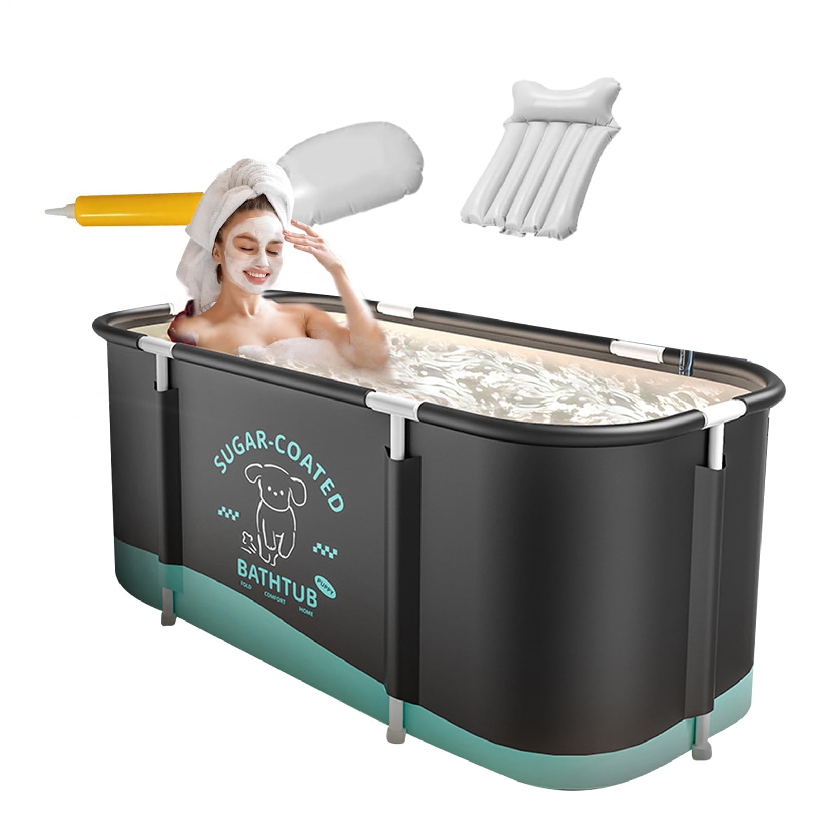 Klappbare Badewanne Verstärkte Großraum-Badewanne | 115x60x50 cm Kaltbadewanne für Zuhause, Camping, Garten, Terrasse, Sommer, Schwimmbad, Waschbad
