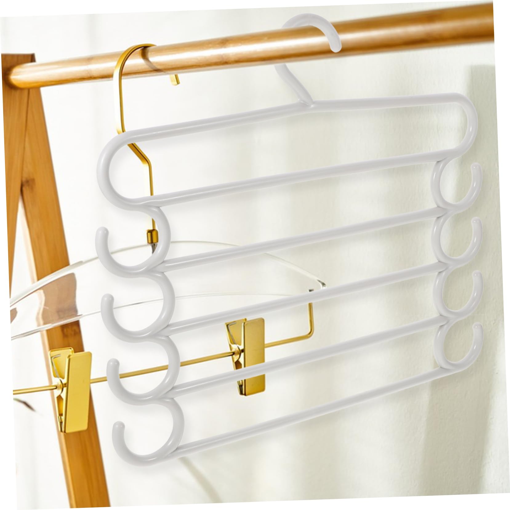 5stücke Mehrfach Hosenbügel Platzsparend Mehrlagige Kleiderbügel Krawattenbügel Schalbügel Knitterfrei Hosenorganizer für Kleiderschrank