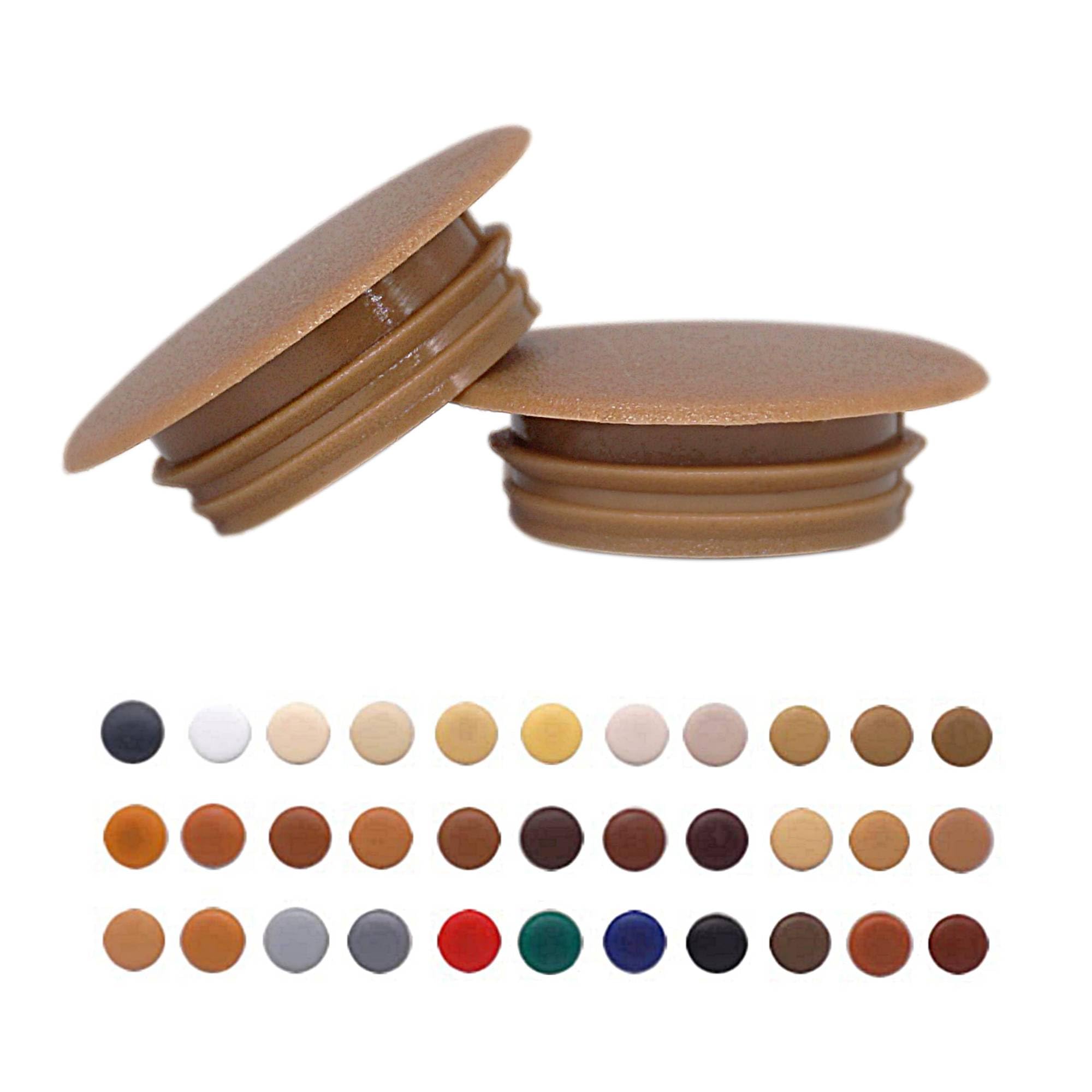 SKIR'CO (600 pcs) Plastic Hole Plugs 14 mm, Furniture Hole Plug, Drill Hole Cover Caps, Screw Hole Cover Caps (Brown S9)