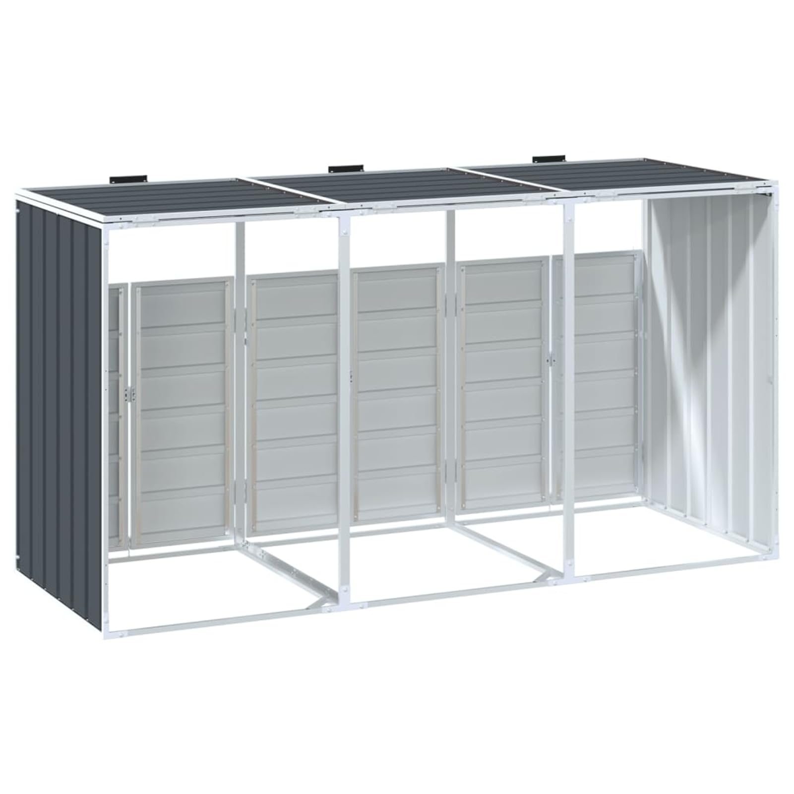 Gecheer Mülltonnenbox für 3 Tonnen Anthrazit 216x81x115 cm Stahl, Mülltonnenverkleidung Müllbox für Vorgärten Seitengänge Mietwohnungen4006181