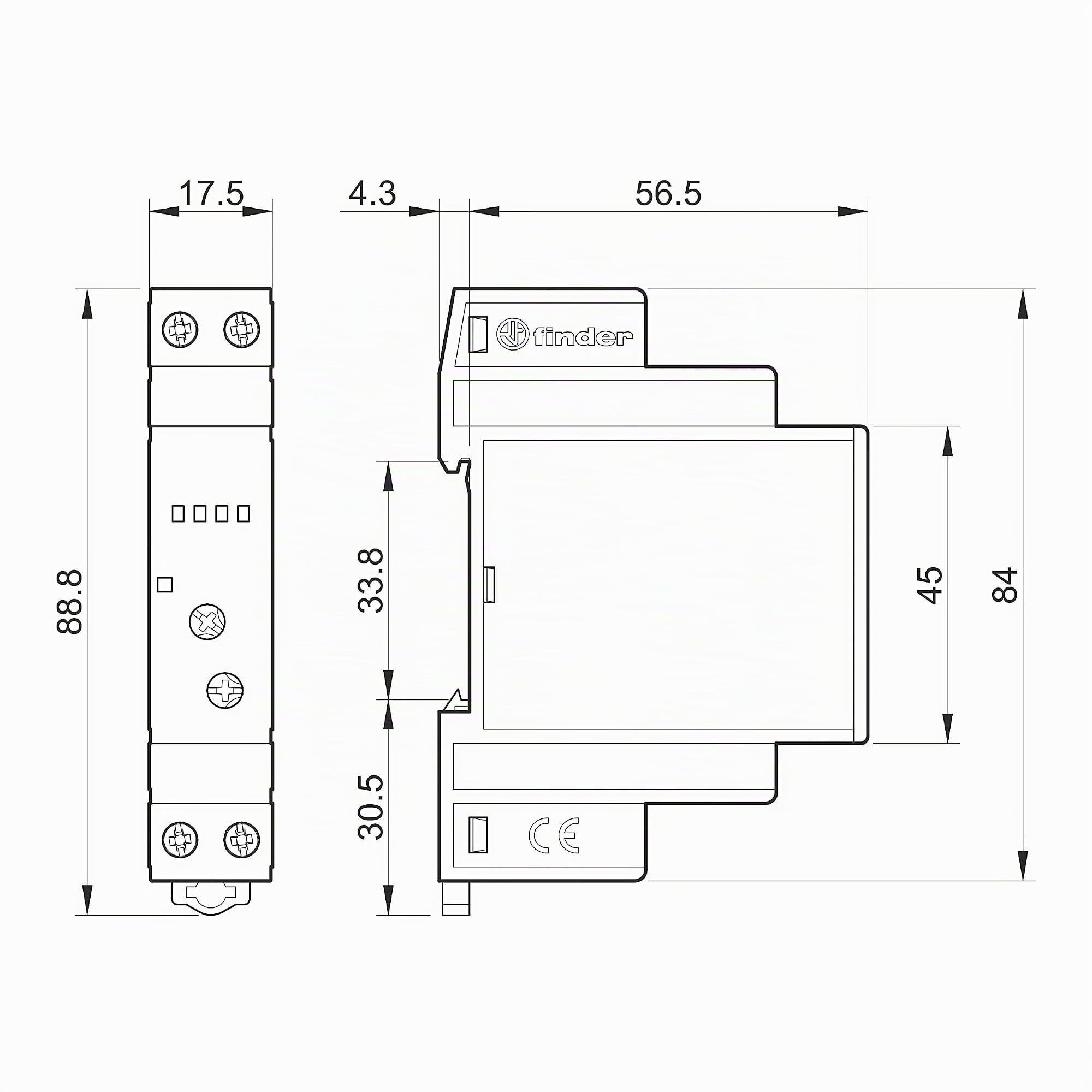 Finder 158182300500PAS Variateur de lumière modulaire montage Rail 35 mm 500 W 230 Vac