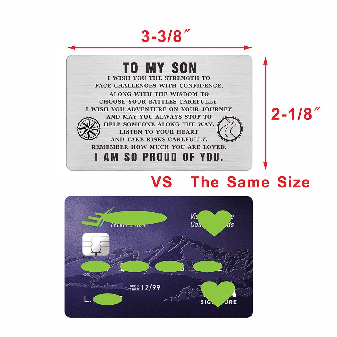 Persönliche Brieftaschenkarte Für Den Sohn – Graviert Mit Liebesbotschaft – Geschenk Von Mama & Papa Zu Geburtstag, Abschluss, Weihnachten