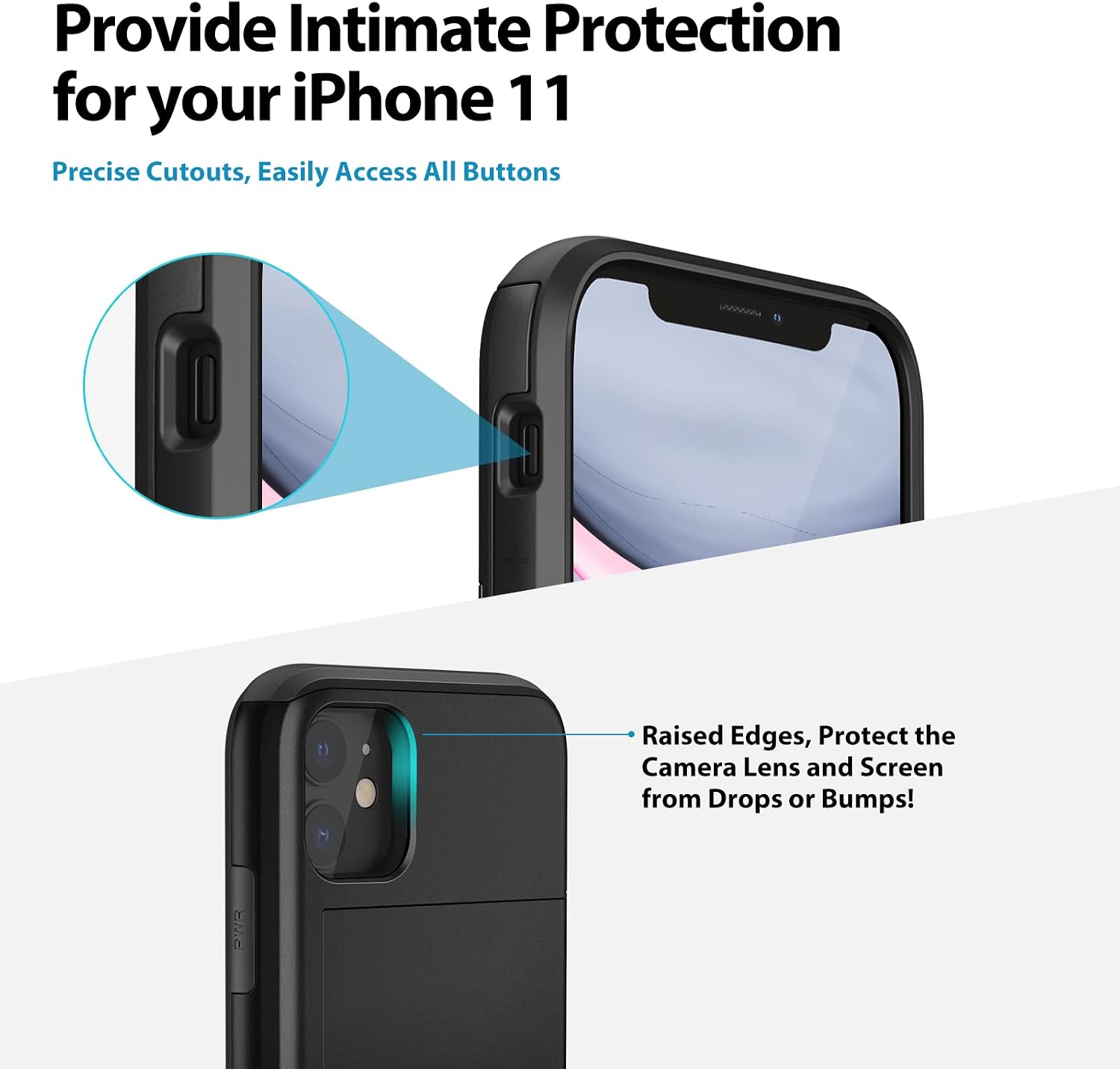 ACOCOBUY for iPhone 11 Case with Card Holder Sliding Cover Hidden Pocket IDs Credit Cards Slot Heavy Duty Shockproof Protective Dual Layer Wallet Phone Cover Back Shell for Men Women 6.1 inch Black - Image 5