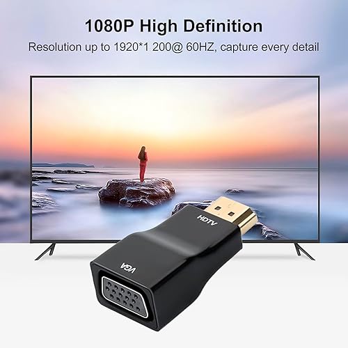 Miniatura 5 de URELEGAN Paquete de 5 adaptadores HDMI a VGA, convertidor de adaptador HDMI a VGA 1080P macho a hembra para computadora, escritorio, laptop, PC,