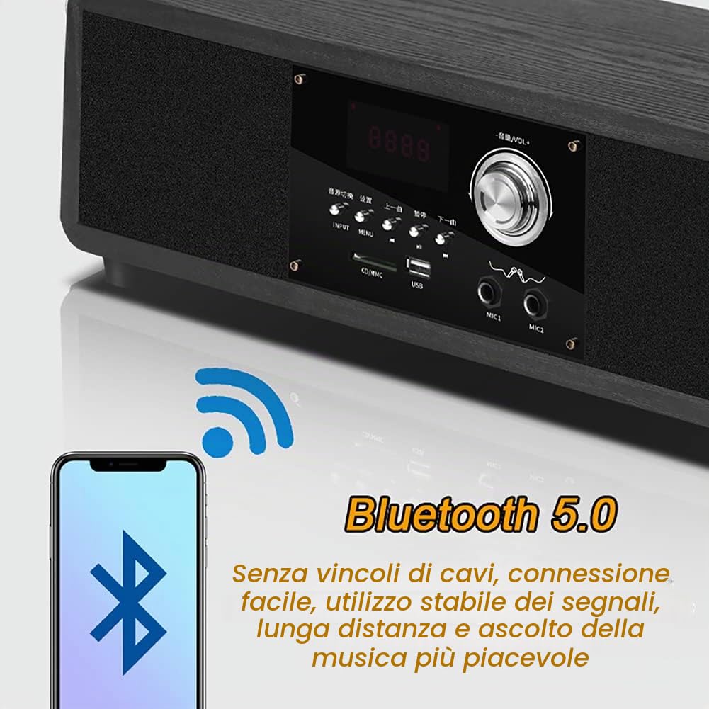Audio Home Theater 5.1, Audio Surround Wireless Bluetooth da 100 W, Potenza Audio Stereo Home Theater, 5 Altoparlanti, Telecomando, Suono Veramente a 360° di Alta qualità